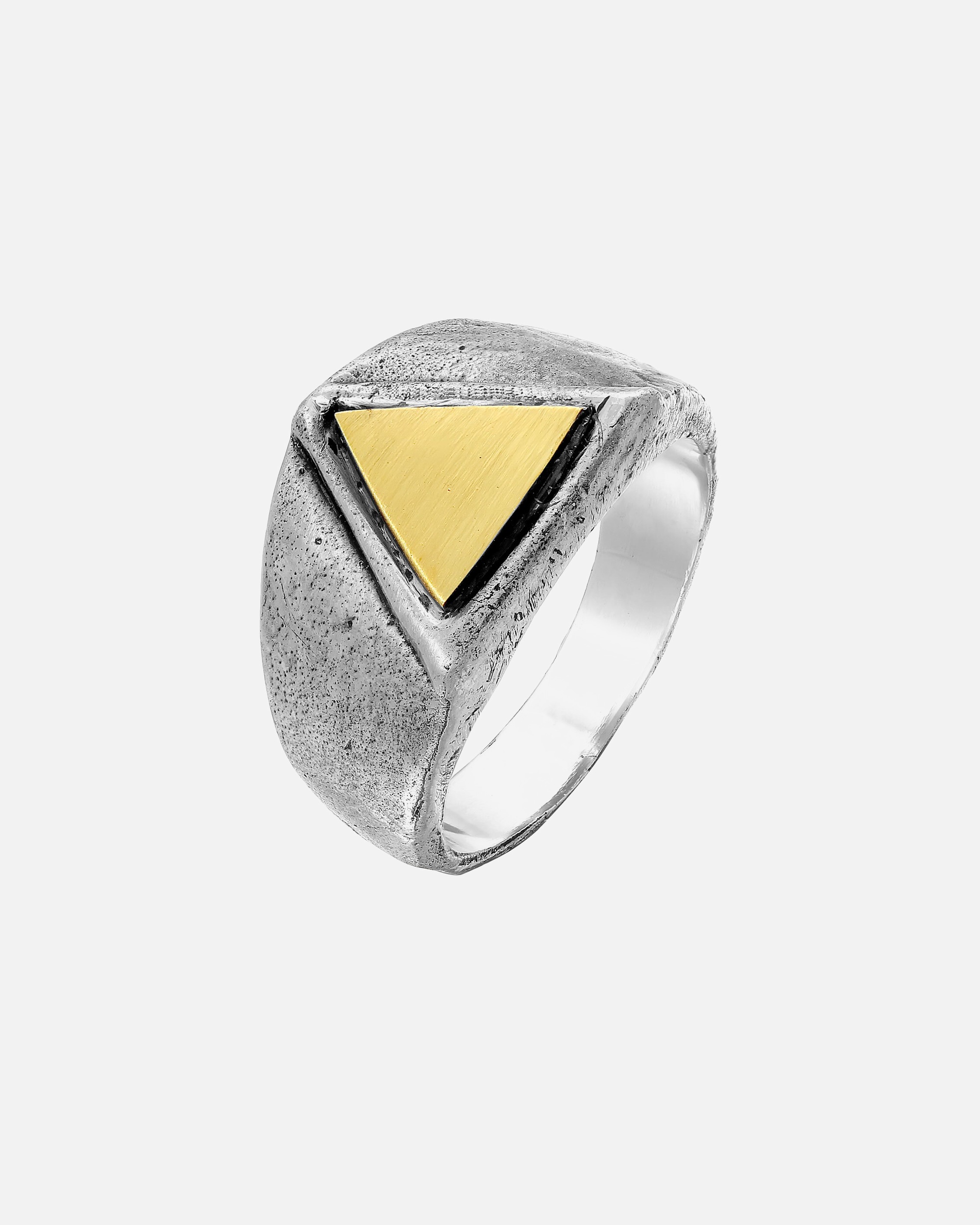 Ring für Männlich Haze & Glory Default Brand Line Siegelring Dreieck Messing Mix - Triangle 925 Silber 62