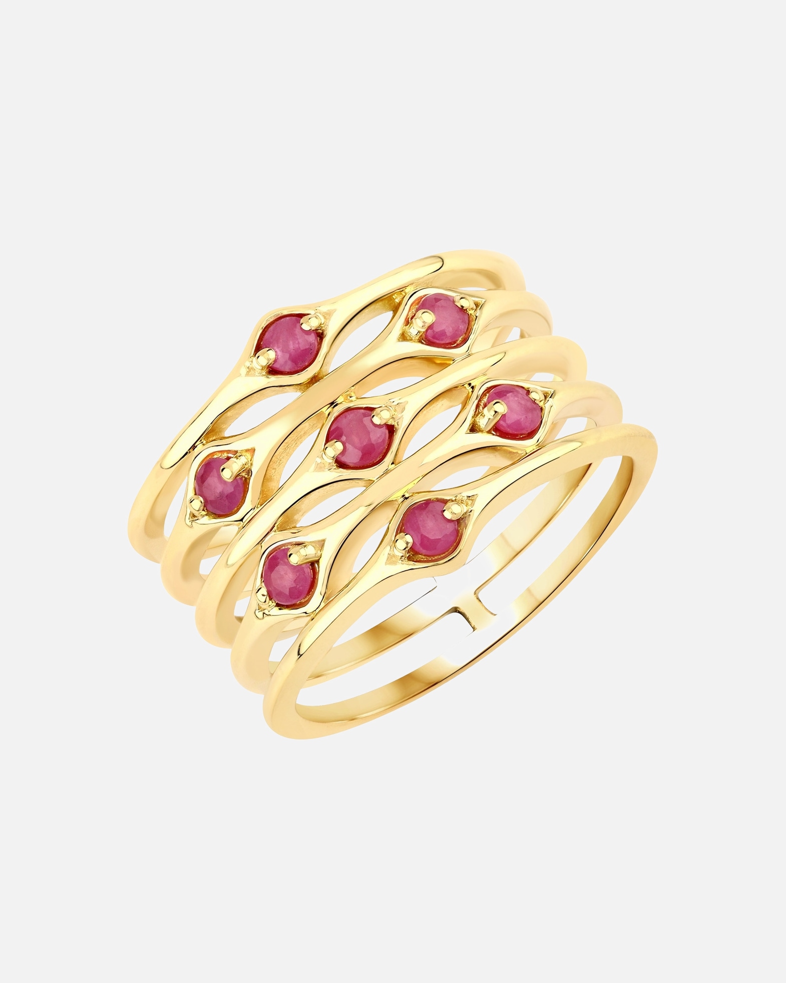 Ring für Weiblich Rafaela Donata Ring Sterling Silber Rubin in Gelbgold 50