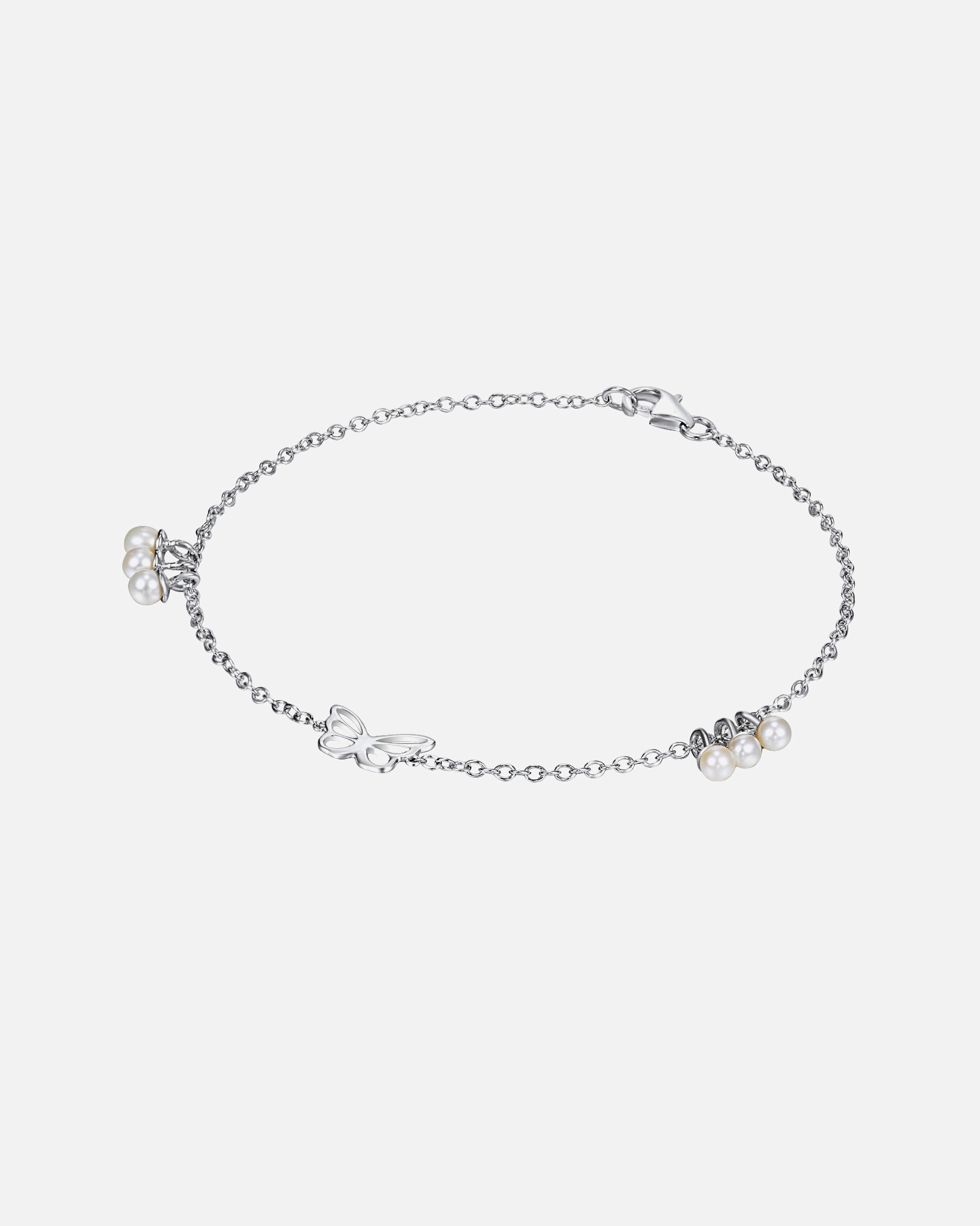 Armband für Weiblich Lulu & Jane Perlen-Armband Schmetterling aus Sterling Silber in Silber mitSüßwasser-Zuchtperle 1 Stück
