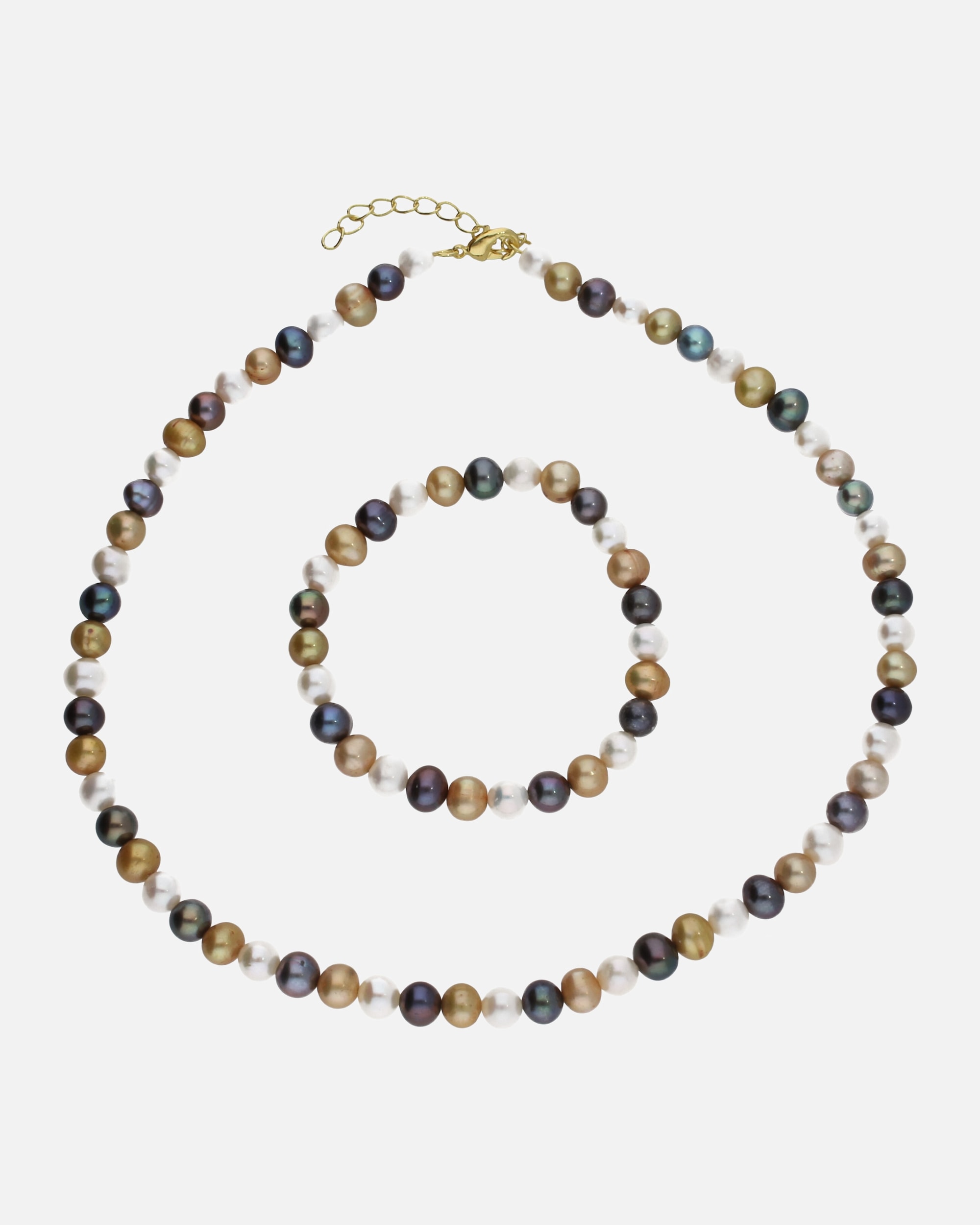 Schmuck für Unisex Jacques Charrel Schmuckset mit Süßwasserperlen, Messing 46 cm
