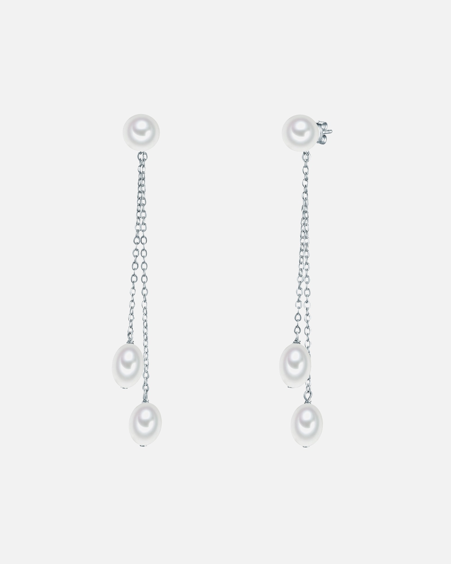 Ohrringe für Weiblich Valero Pearls Ohrhänger Sterling Silber Süßwasser-Zuchtperle in Silber 1 Stück