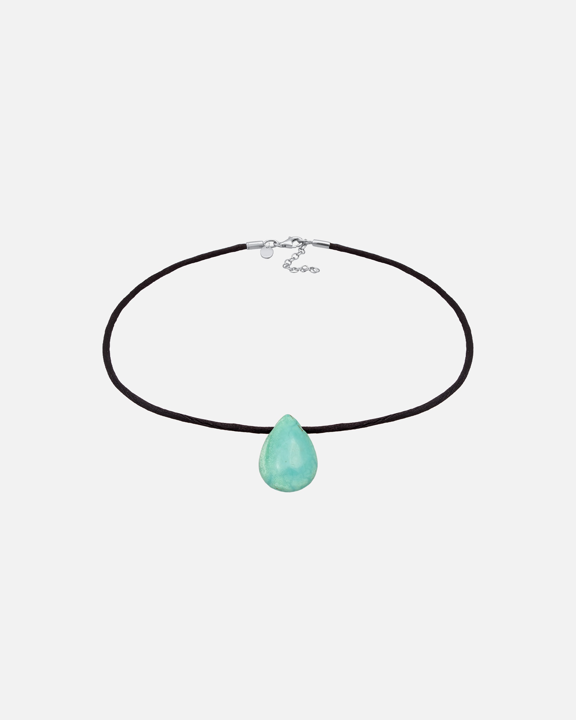 Halskette für Weiblich Elli PREMIUM Choker Satin Türkis Edelstein Tropfen 925 Silber 1 Stück