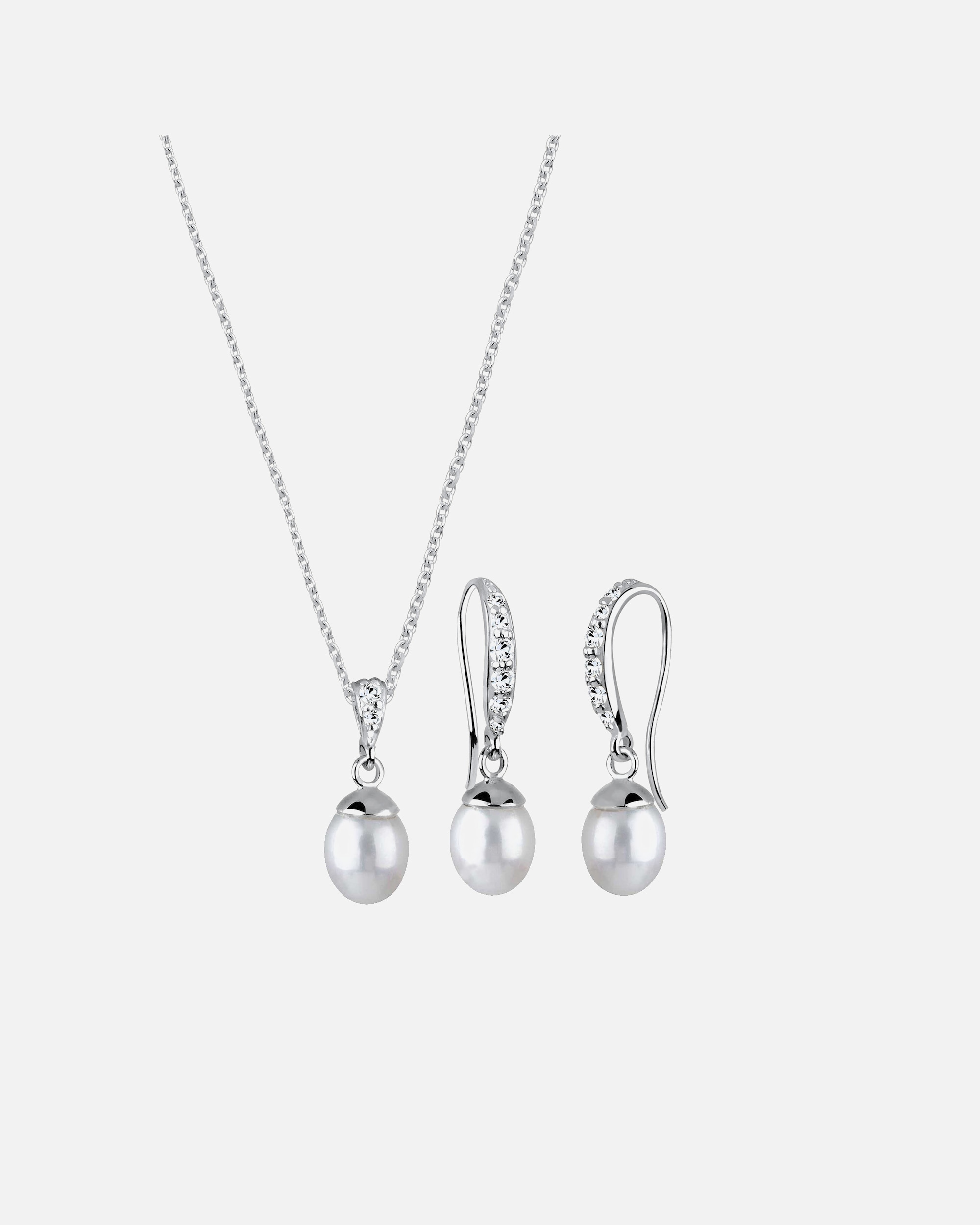 Schmuckset für Weiblich Elli Elli Schmuckset Elegant Süsswasserperle Kristalle 925 Silber 1 Stück