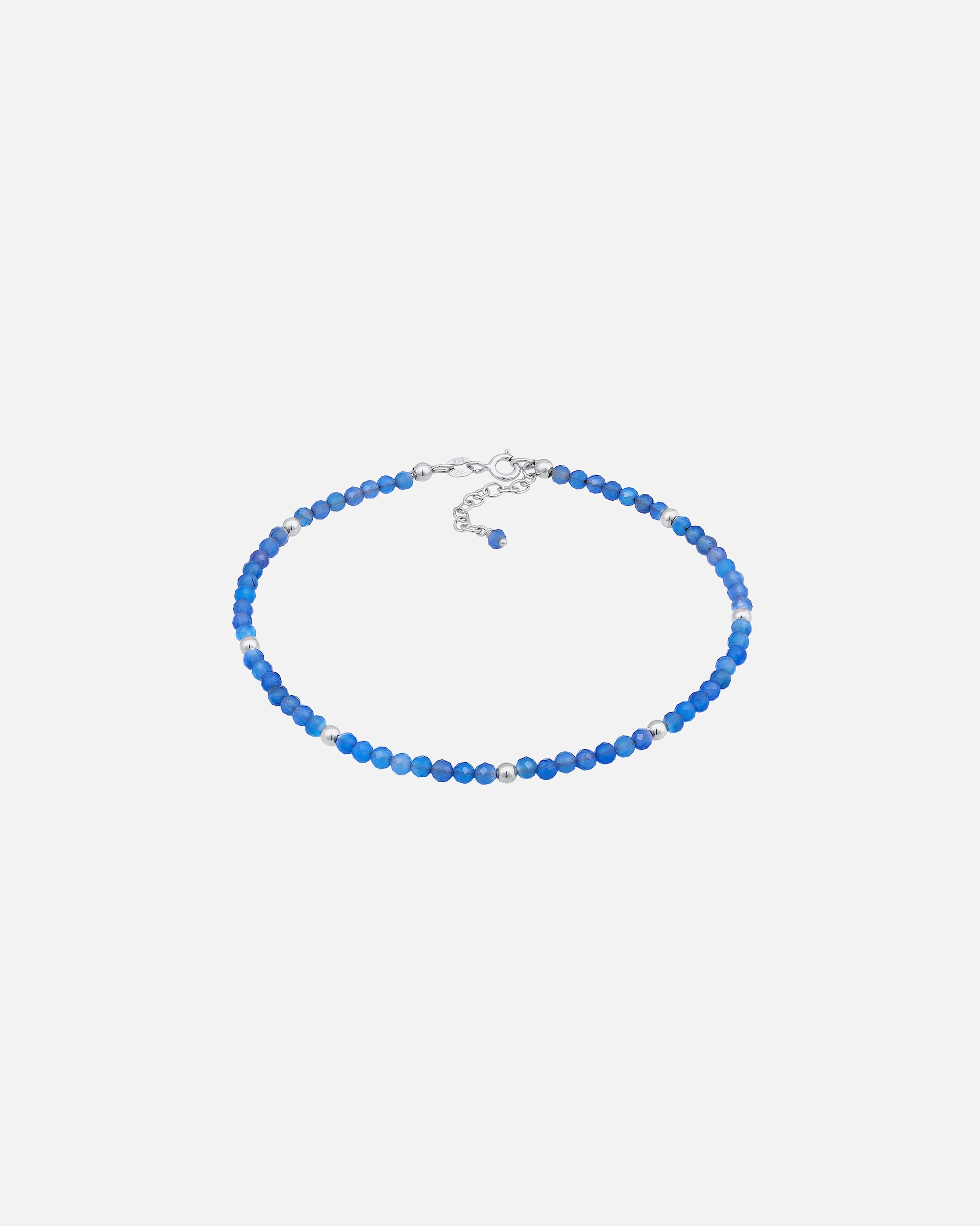 Fußschmuck für Weiblich Elli Achat Perlen Blau Sommer Strand 925 Silber 1 Stück