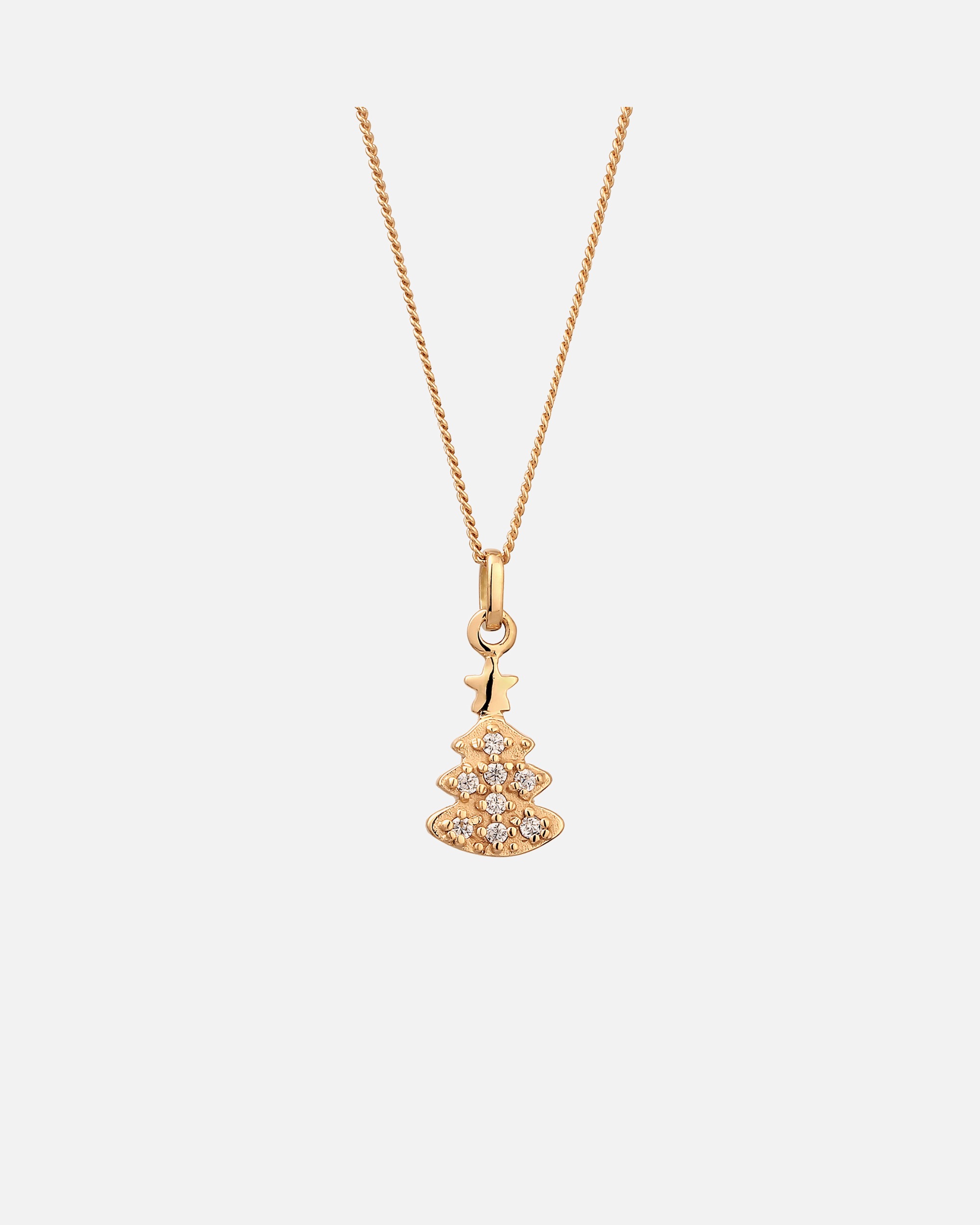 Halskette für Weiblich Elli DIAMONDS Tannenbaum Laborgezüchtete Diamanten Weiß (0.015 ct) 925 Sterling Silber goldfarben
