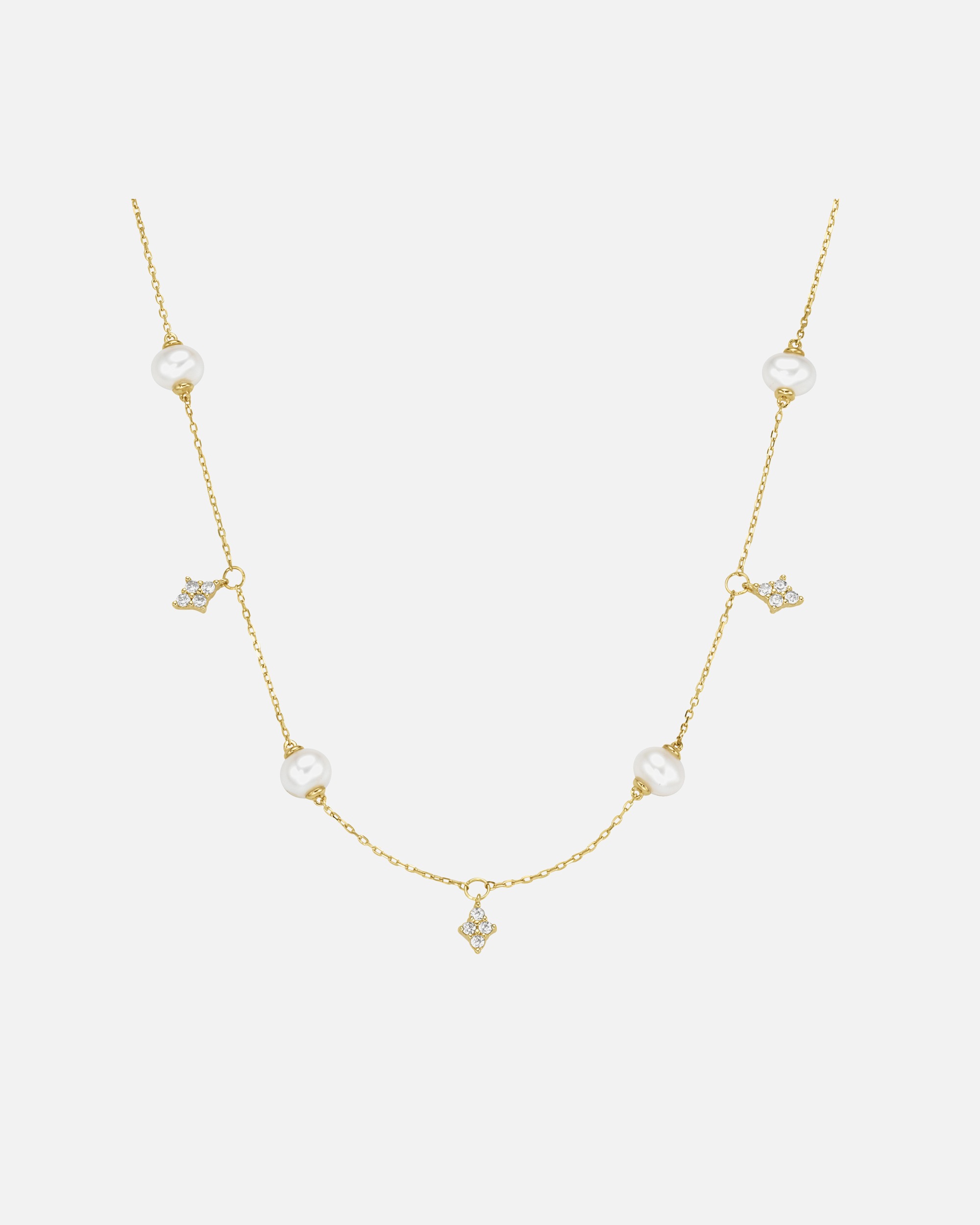Halskette für Unisex Giorgio Martello Milano Collier Süßwasser-Perlen und Zirkonia, Silber 925 Gold