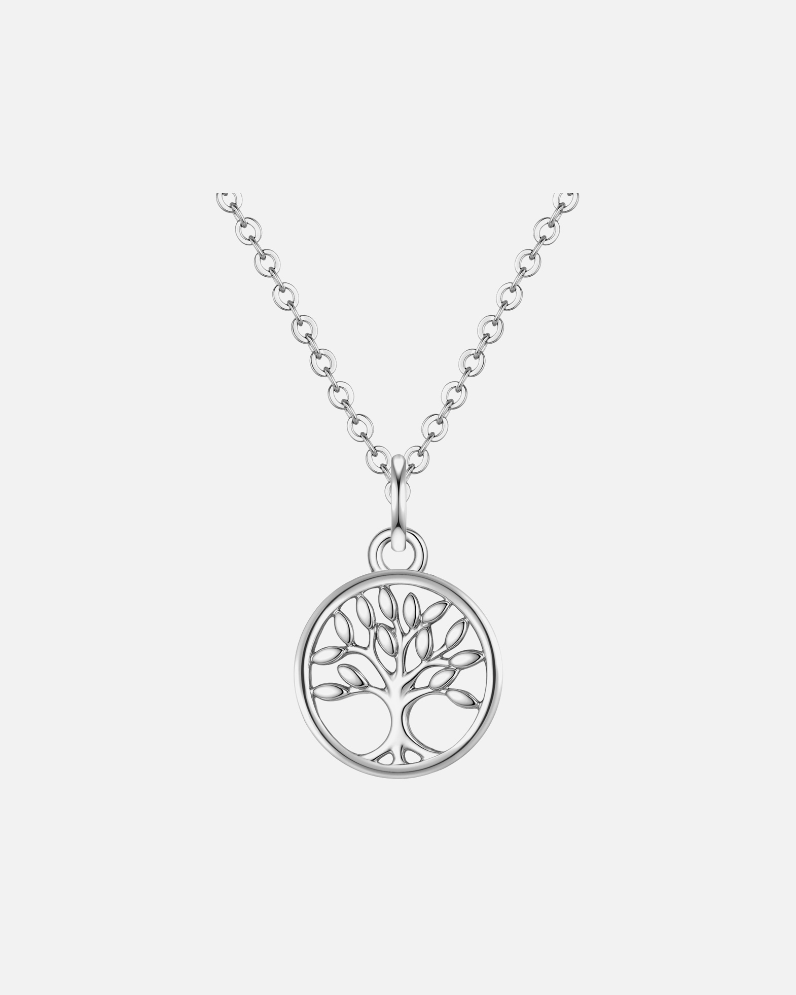 Halskette für Weiblich Lulu & Jane Halskette Lebensbaum aus Messing in silber mit Zirkonia 40,0 cm Basislänge + 7,0 cm Verlängerung