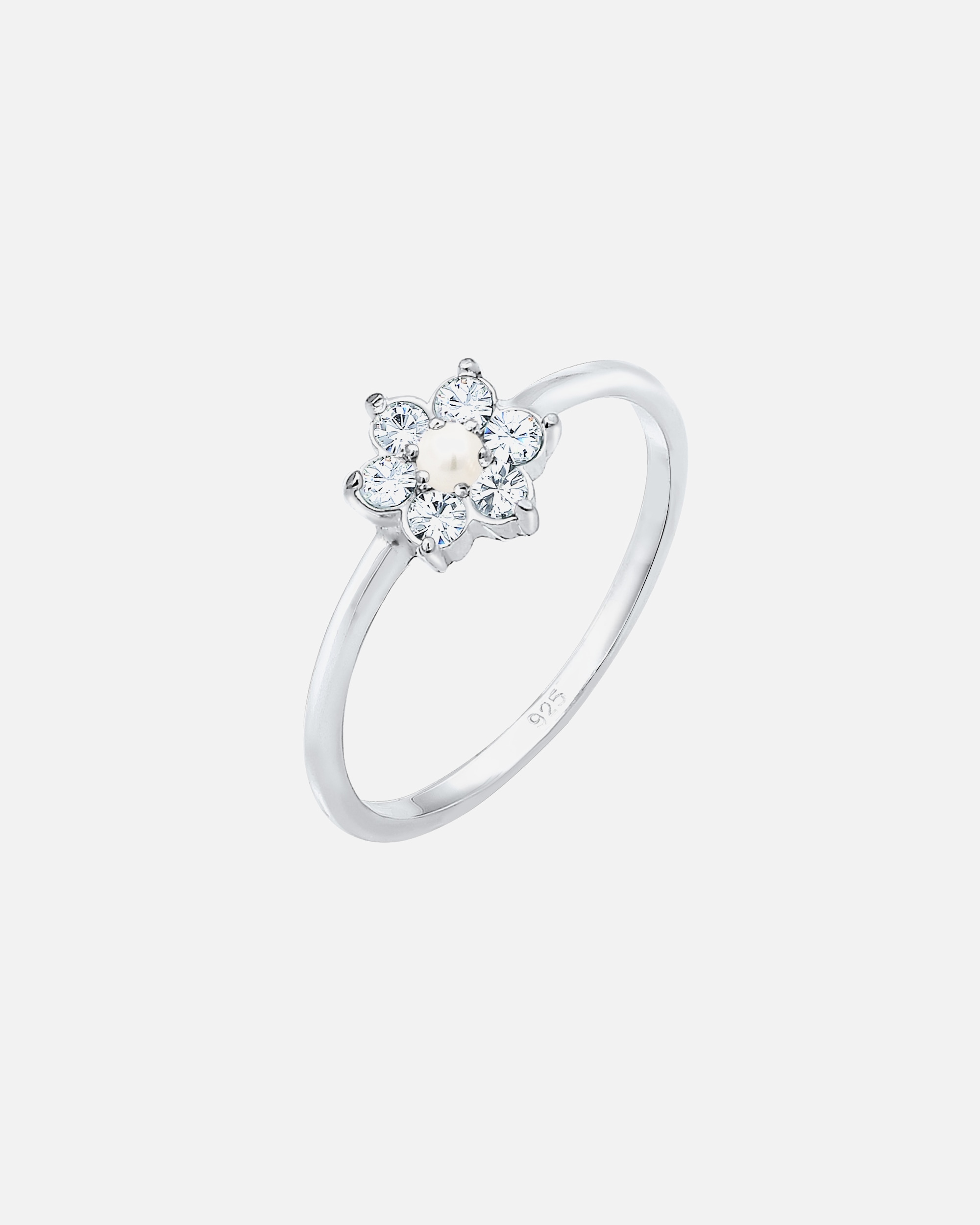 Ring für Weiblich Elli PREMIUM Blume Bride Synthetische Perle 925 Silber, mit Kristallen von Swarovski® 54