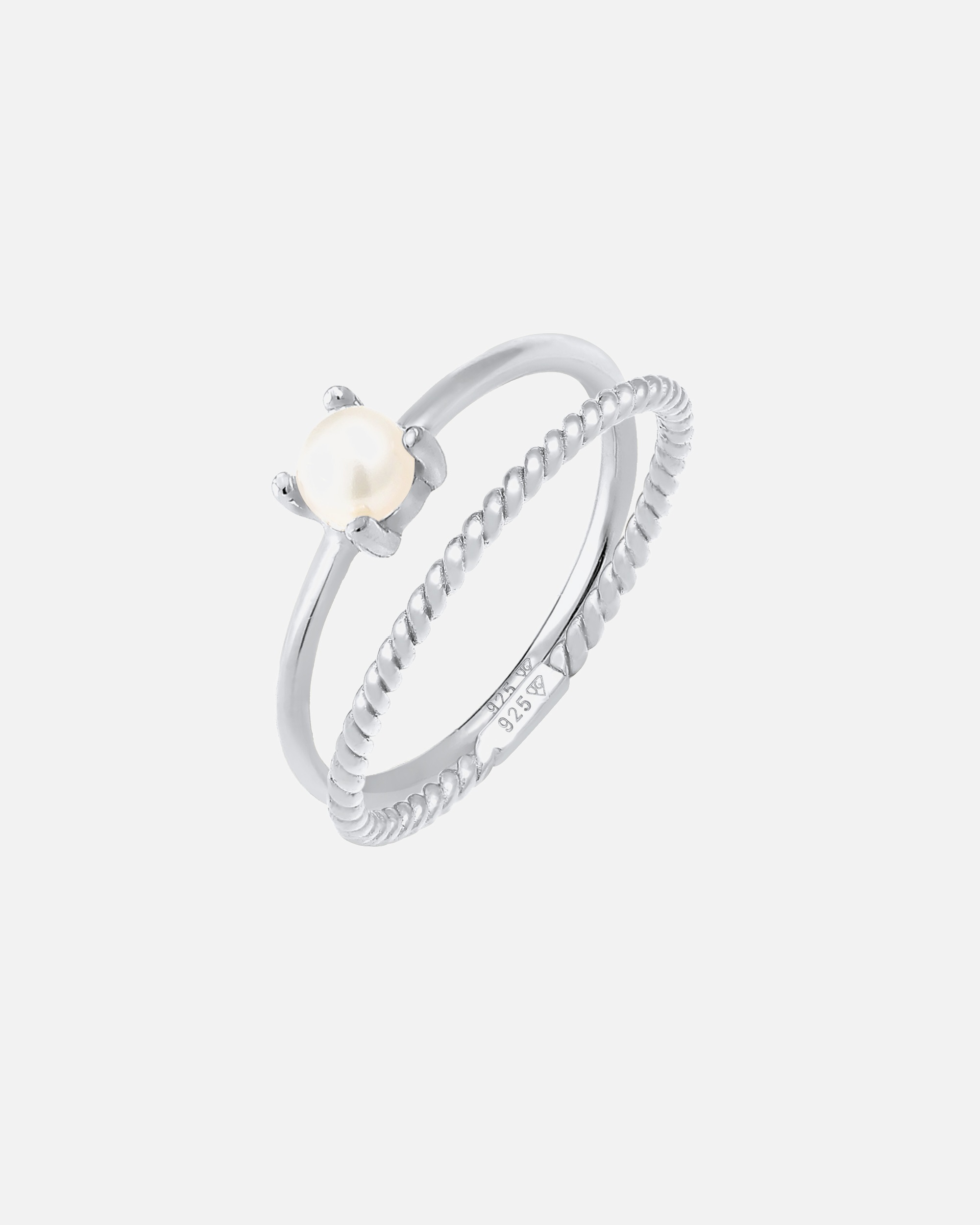 Ring für Weiblich Elli PREMIUM Ring Set Perle Twisted 925 Silber 56