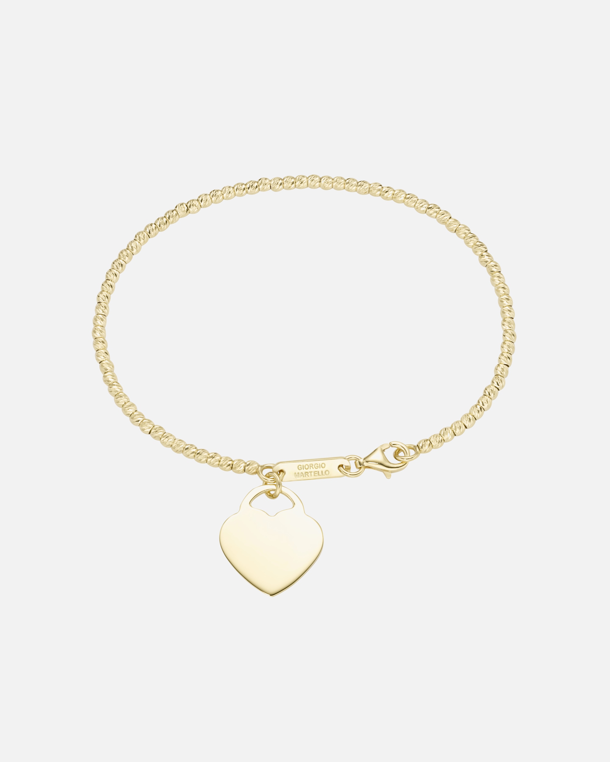 Armband für Weiblich Giorgio Martello Milano Armband Kugelkette diamantiert mit Anhänger Herz, Silber 925 Gold