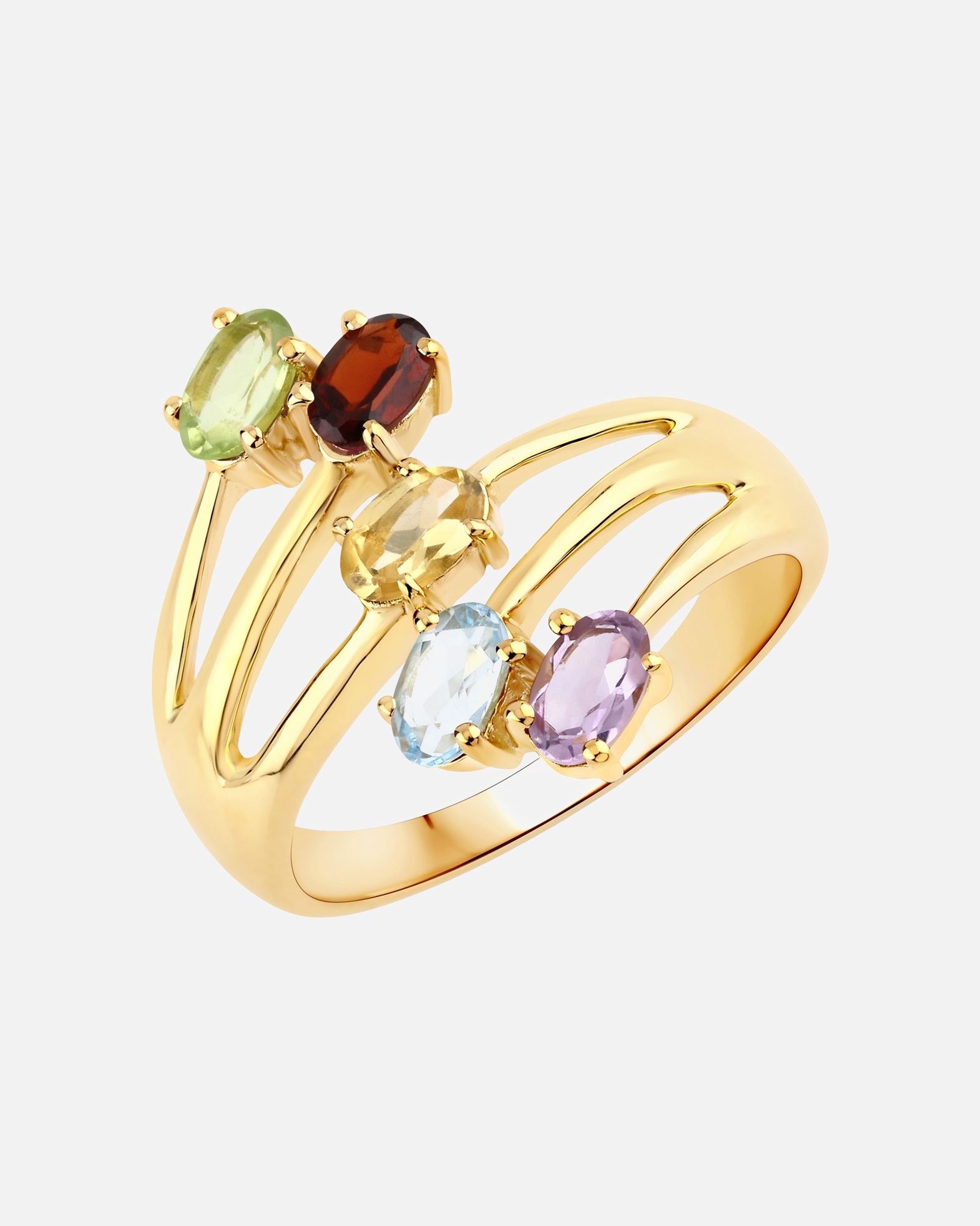 Ring für Weiblich Rafaela Donata Ring Sterling Silber Amethyst in Gelbgold 50