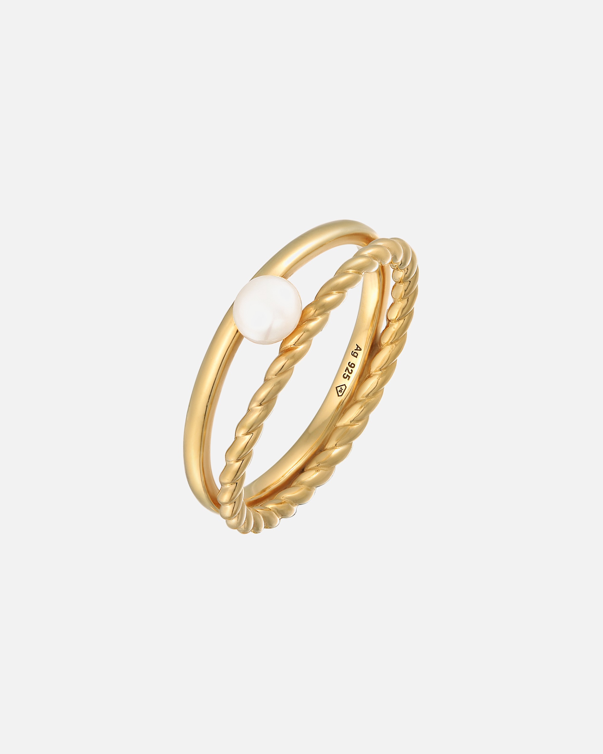 Ring für Weiblich Elli PREMIUM Süßwasserzuchtperle Modisch Kordel 925 Silber 58