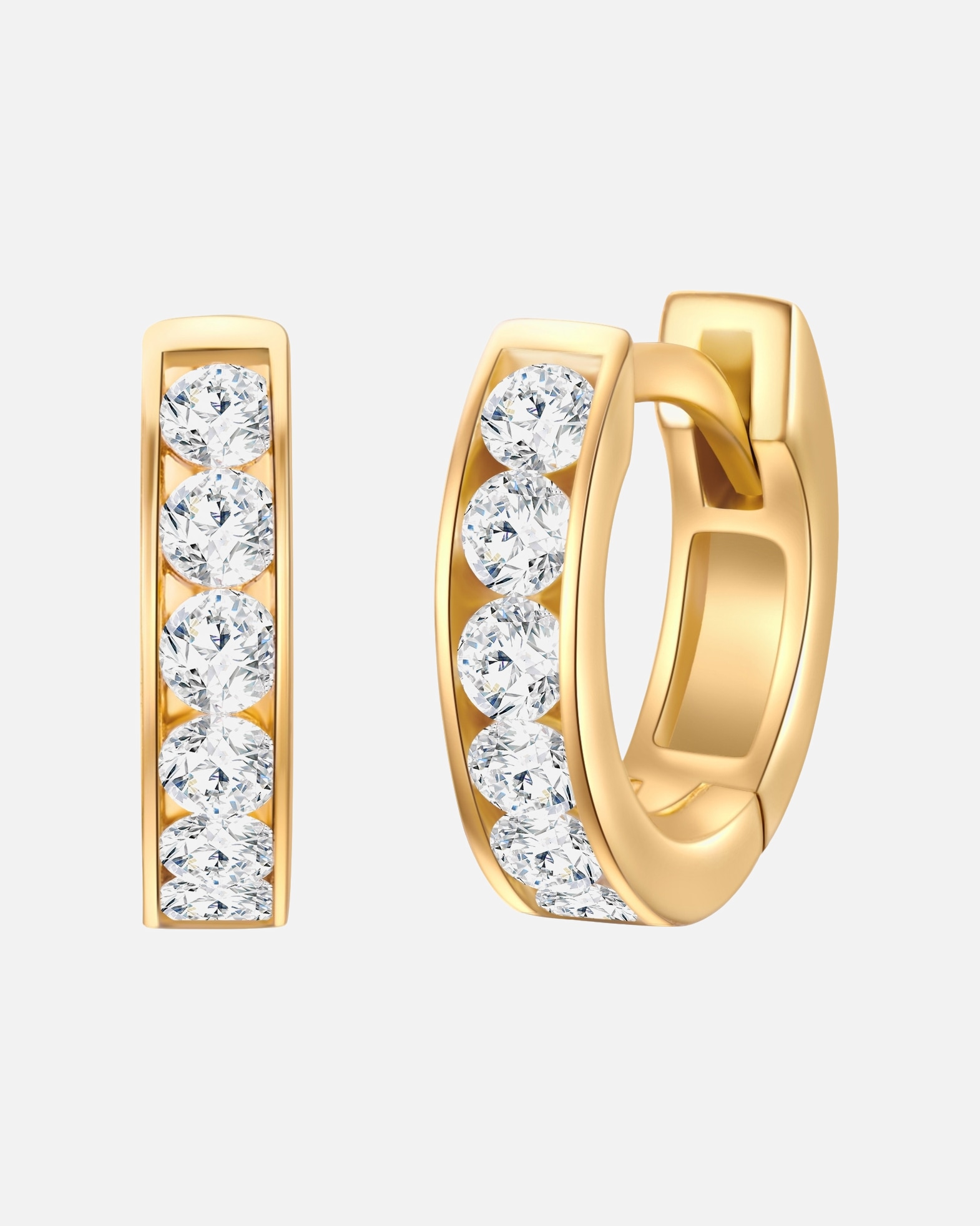 Creolen für Weiblich Trilani Creolen aus Sterling Silber in gelbgold mit Zirkonia 1 Stück