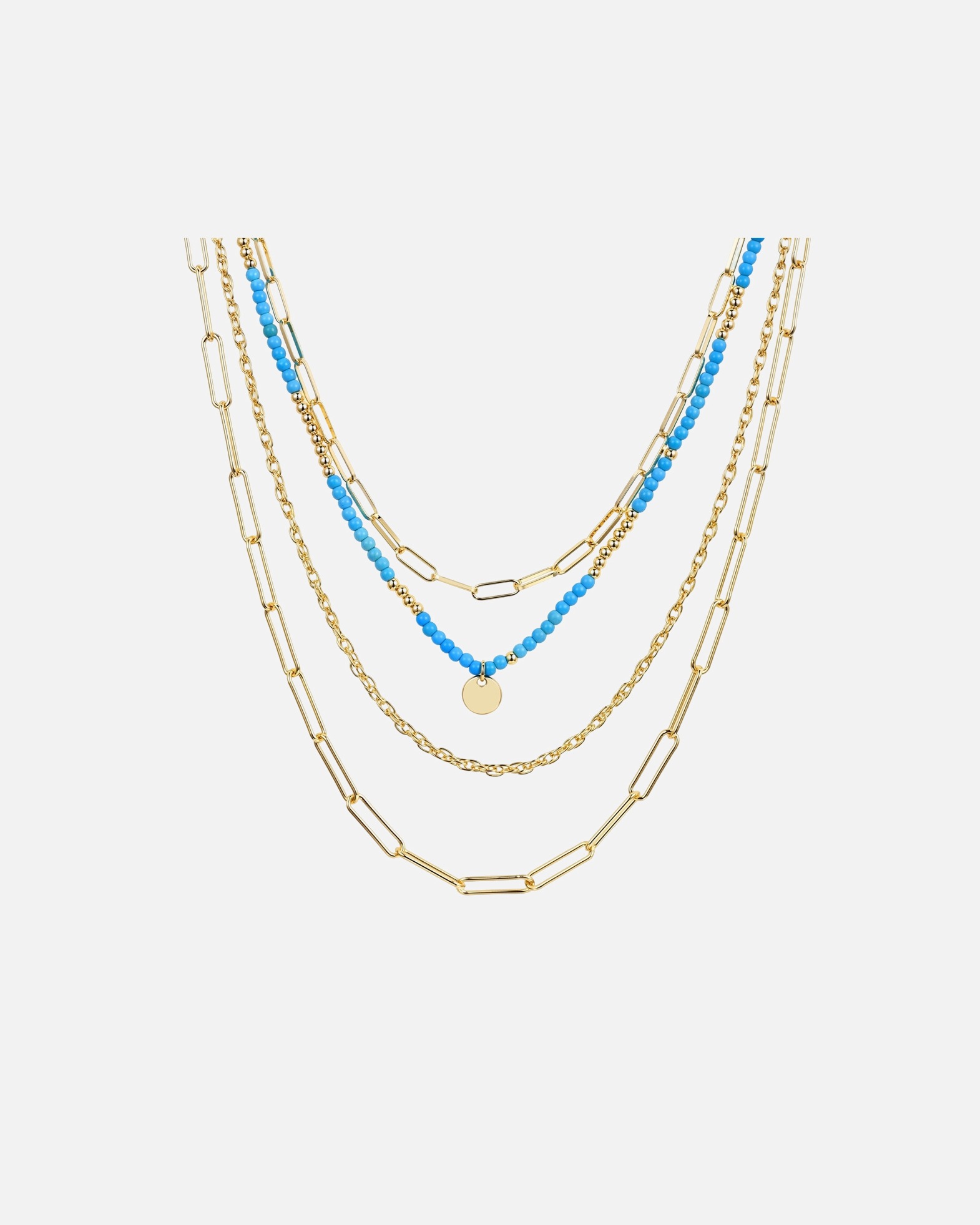 Halskette für Weiblich Halskette aus Metall-Legierung in gelbgold mit Naturstein 43,0/46,0/53,0/60,0 cm Basiskette + 3,0