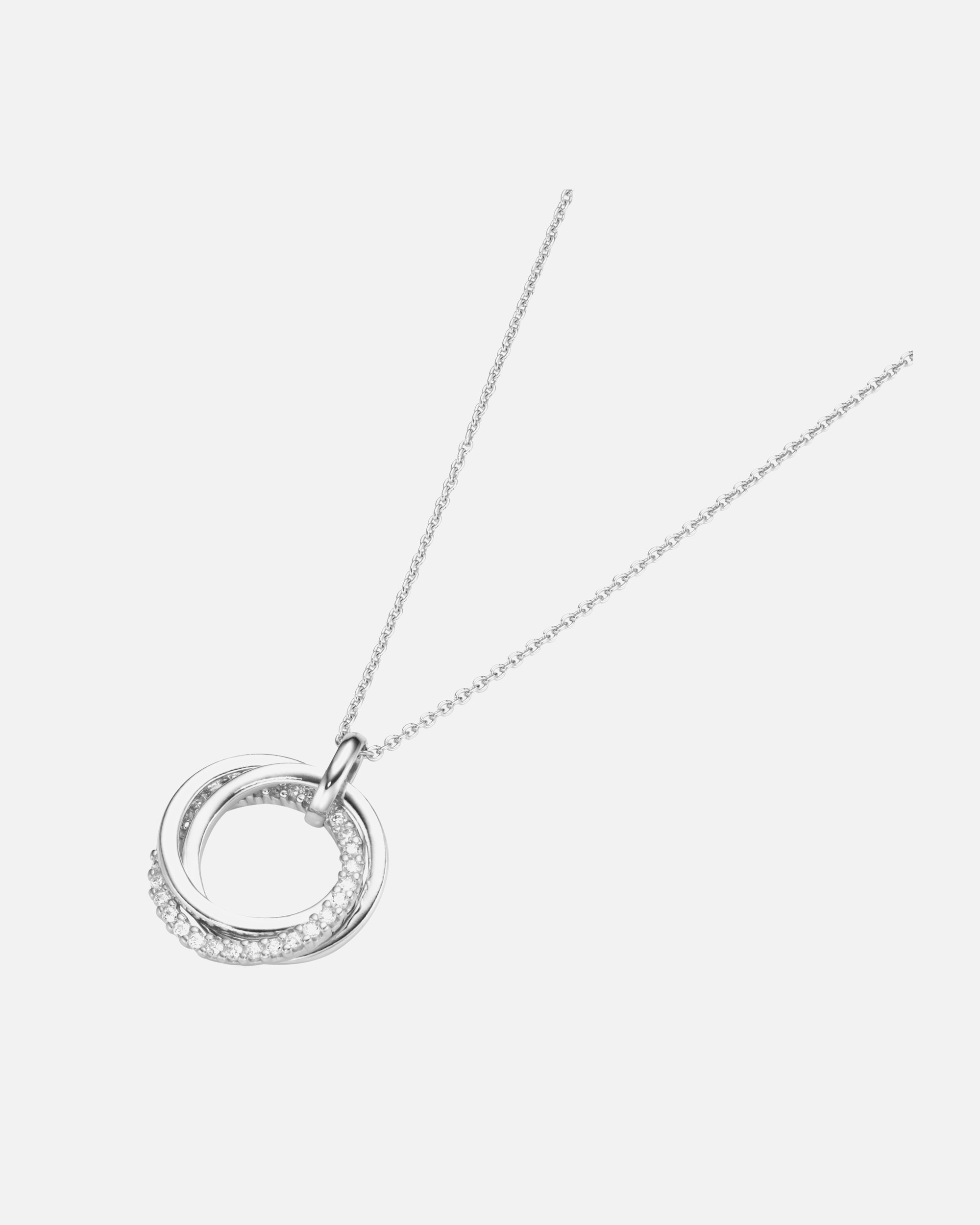 Halskette für Weiblich Smart Jewel Kette 3 Ringe verschlungen, Zirkoina Steine, Silber 925 45 cm