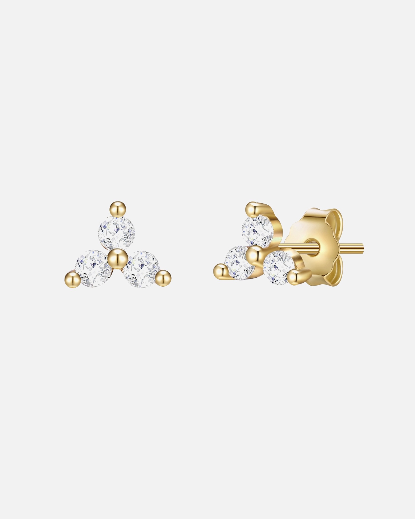 Ohrringe für Weiblich Lulu & Jane Ohrstecker aus Messing in Gelbgold mit Zirkonia 4,5 mm
