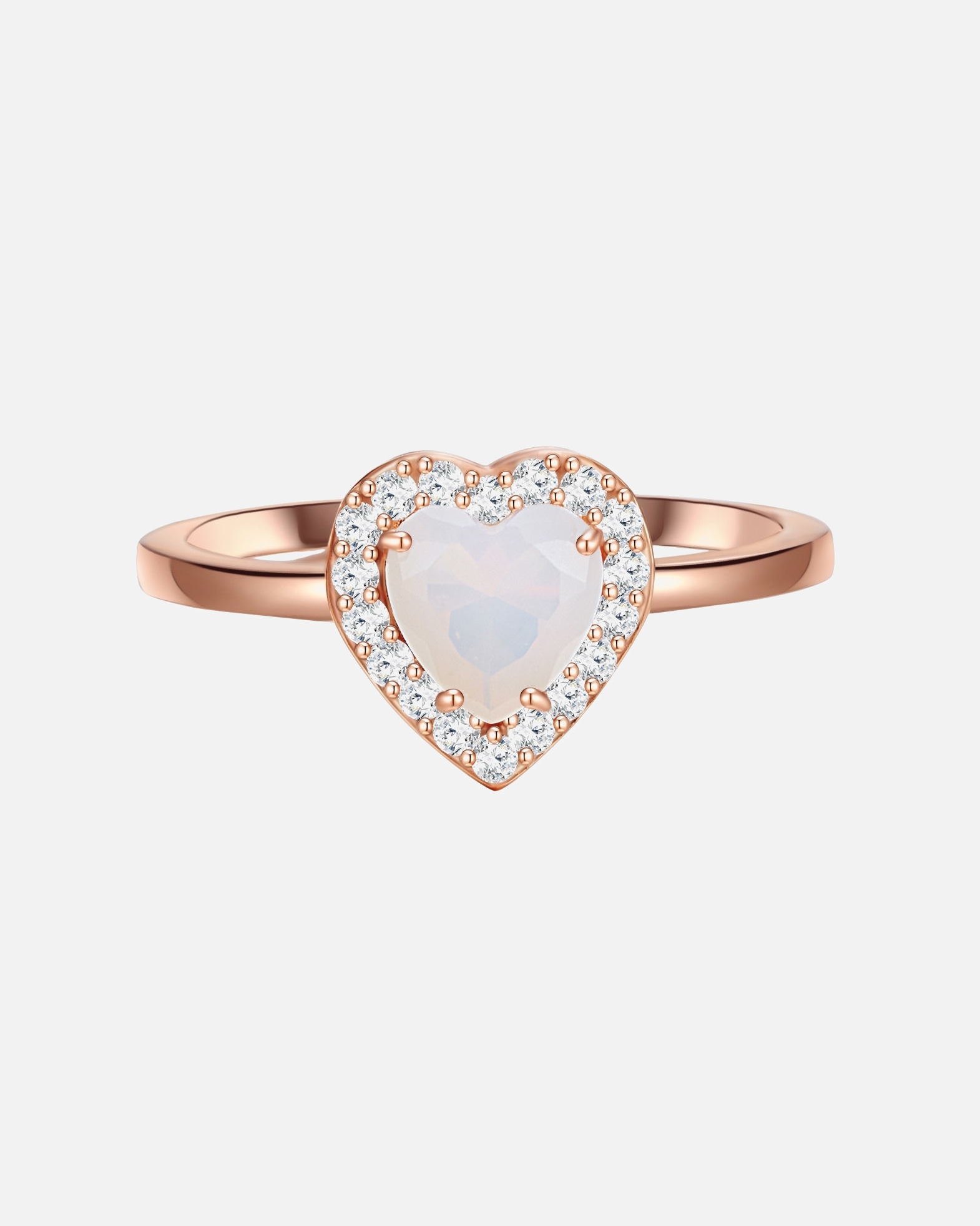 Ring für Weiblich Glanzstücke München Ring Herz aus Sterling Silber in roségold mit Mondstein (synth.) 54