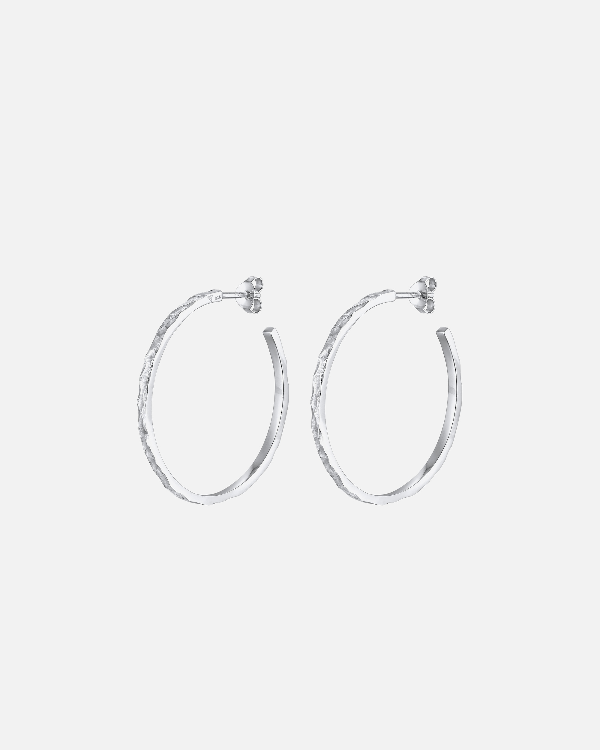 Ohrringe für Weiblich Elli Creolen Stecker Gehämmert Organic Look 925 Silber 1 Stück