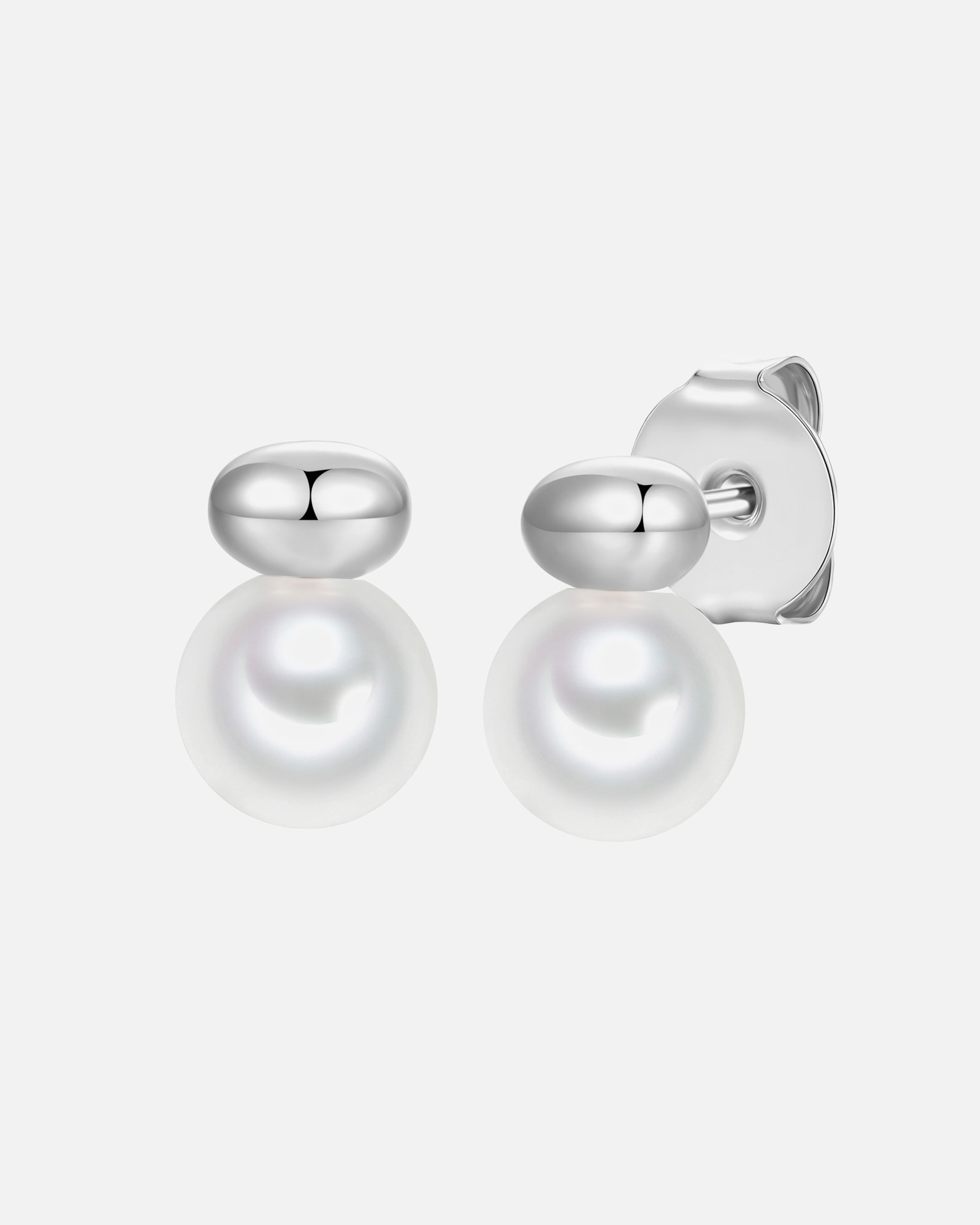 Ohrringe für Weiblich Lulu & Jane Perlen-Ohrstecker aus Metall-Legierung in silber mit Muschelkernperle 12,1 mm