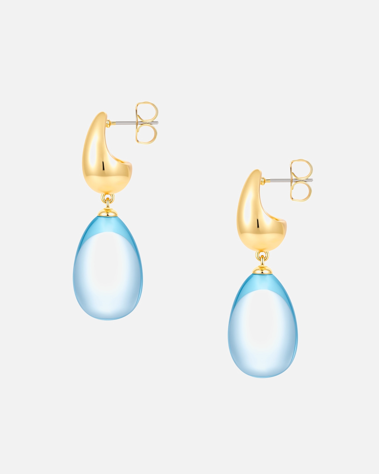 Ohrringe für Weiblich Yokoamii Ohrhänger aus Messing in gelbgold mit Kunststoff 44,5 mm