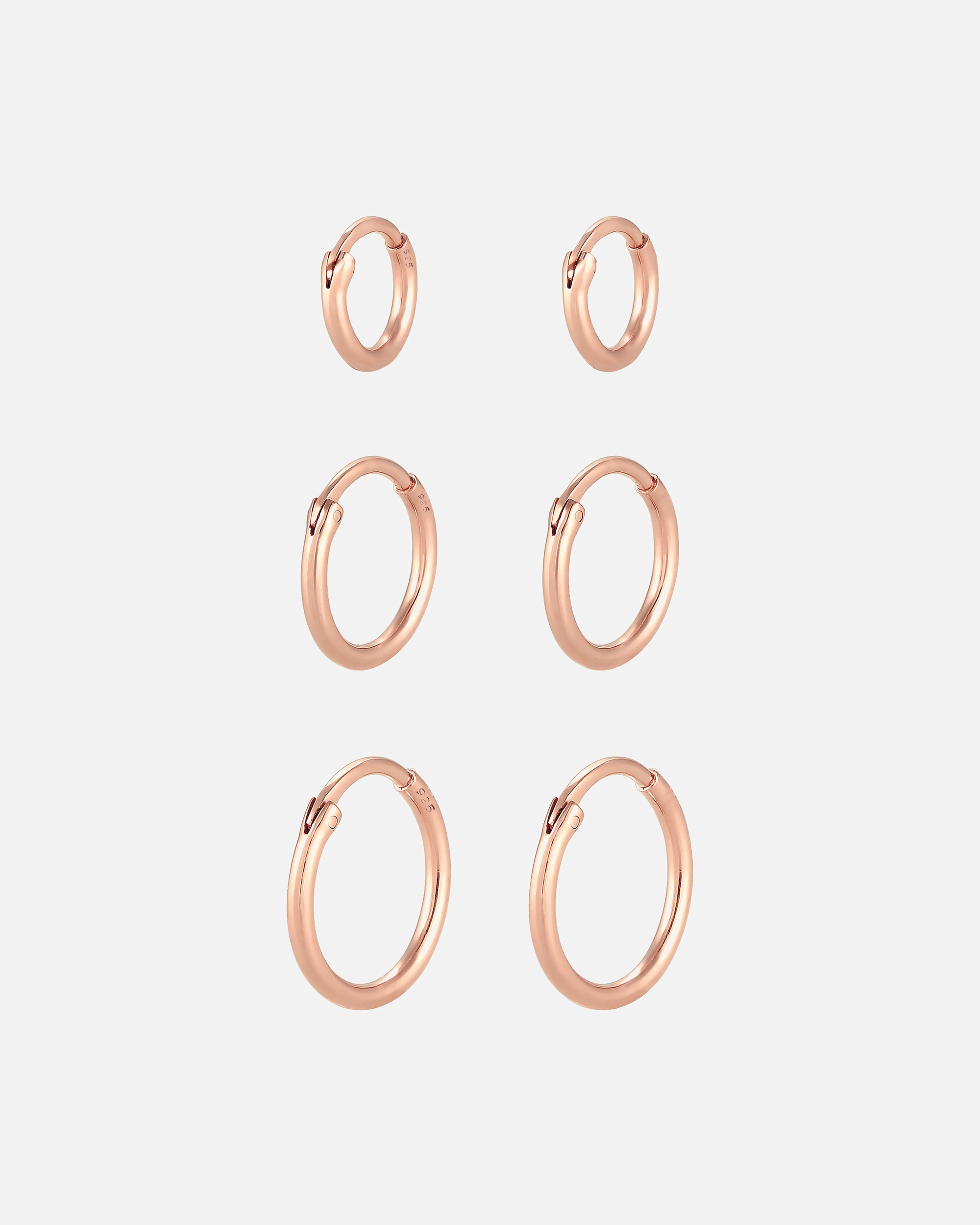 Ohrringe für Weiblich Creolen Set Trio Basic Must-Have Trend 925 Silber 1 Stück