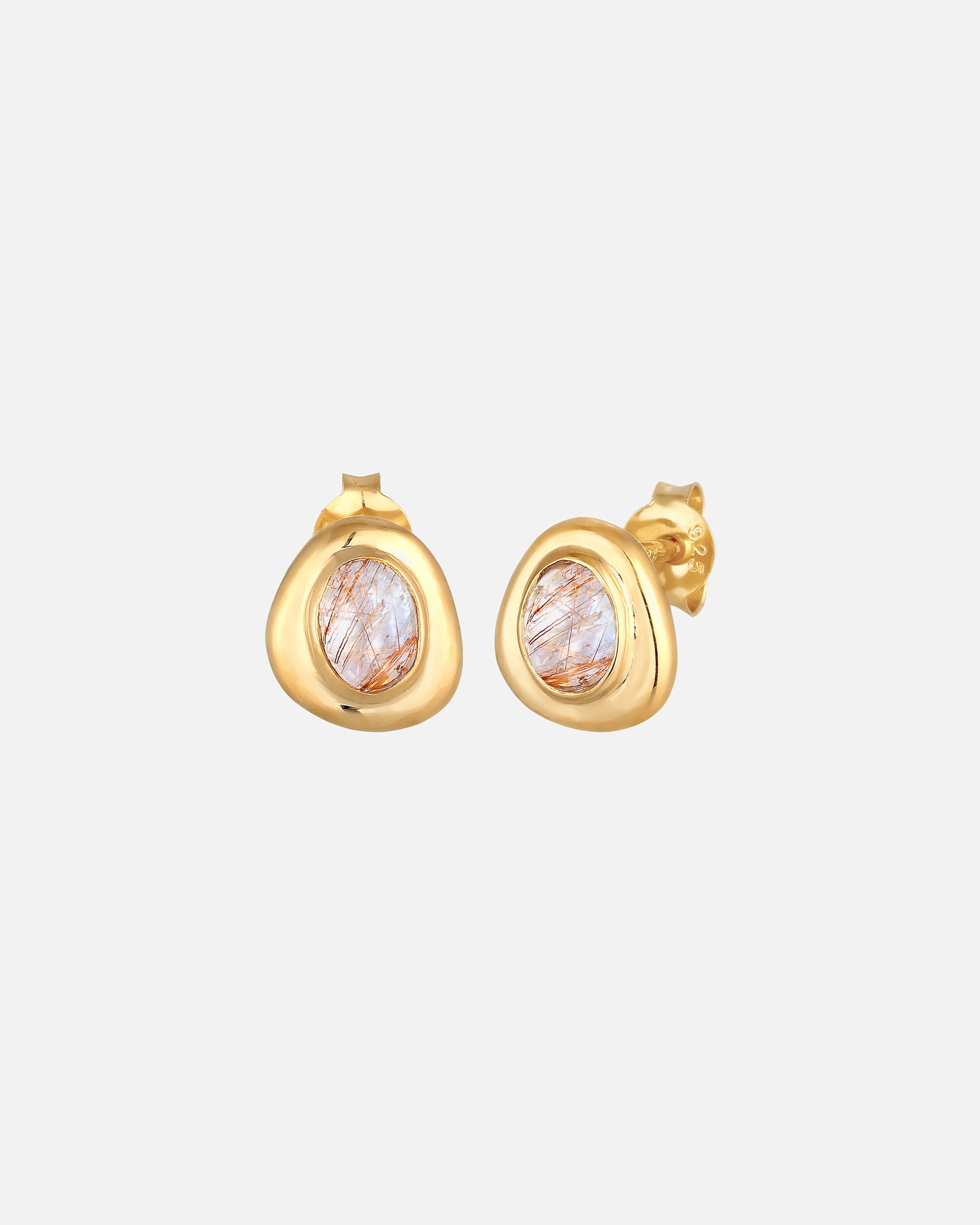 Ohrringe für Weiblich Elli PREMIUM Elli PREMIUM Ohrringe Quarz Edelstein Engelshaar Elegant 925 Silber 1 Stück