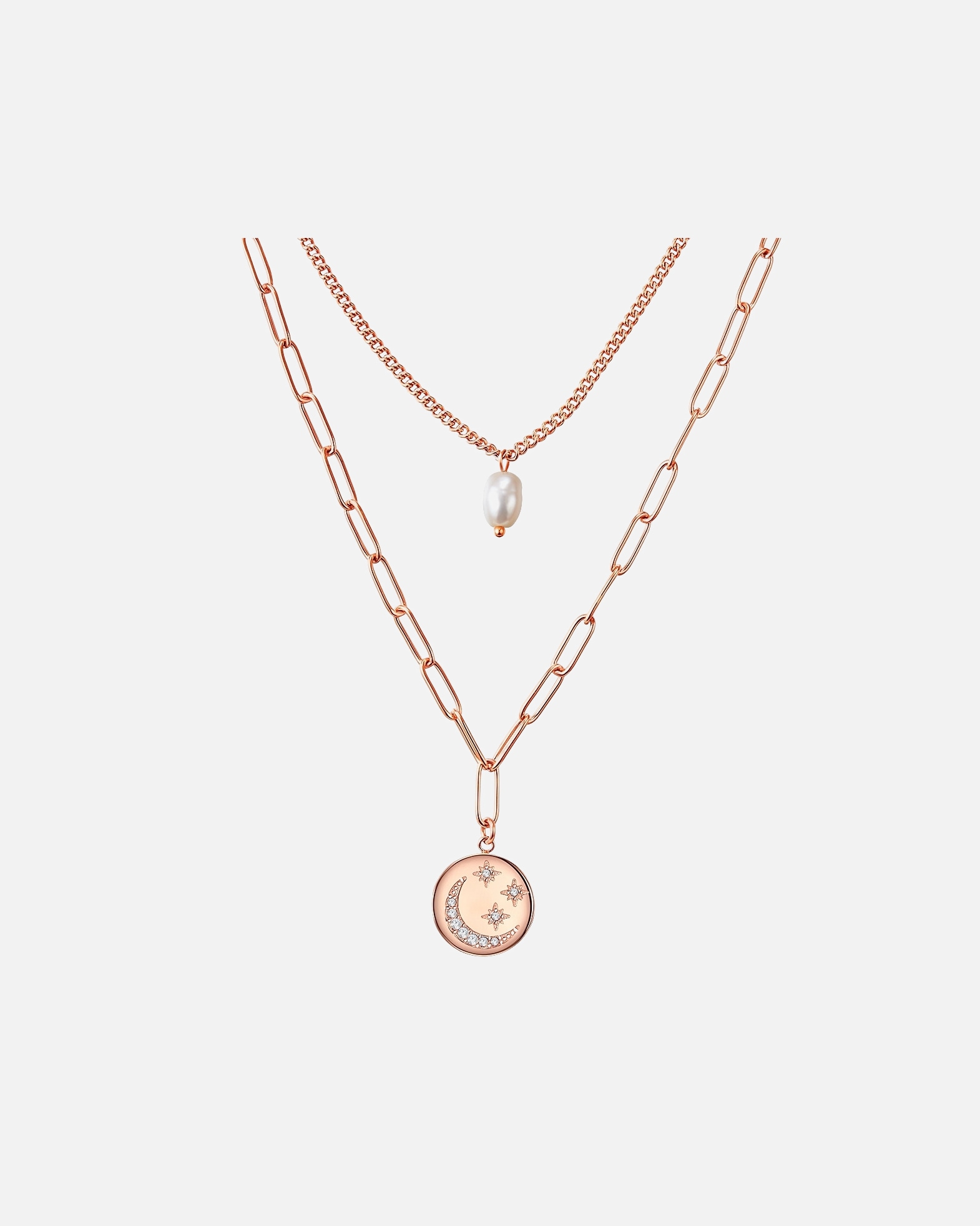 Halskette für Weiblich Valero Pearls Halskette Edelstahl Preciosa Süßwasser-Zuchtperle in Roségold 1 Stück
