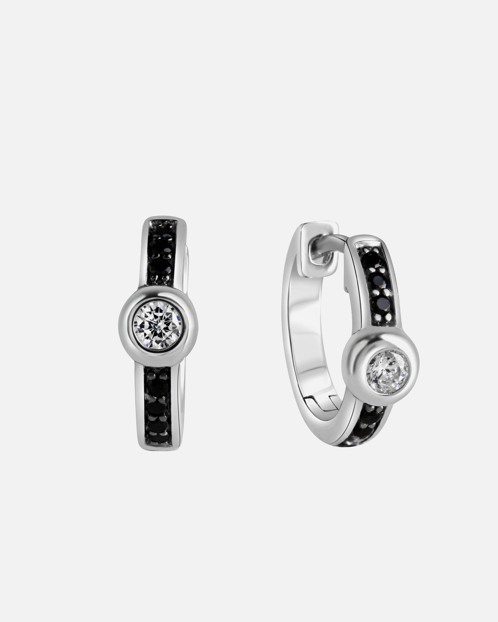 Creolen für Weiblich Celesta Ohrring 925/- Sterling Silber Zirkonia schwarz Silbergrau