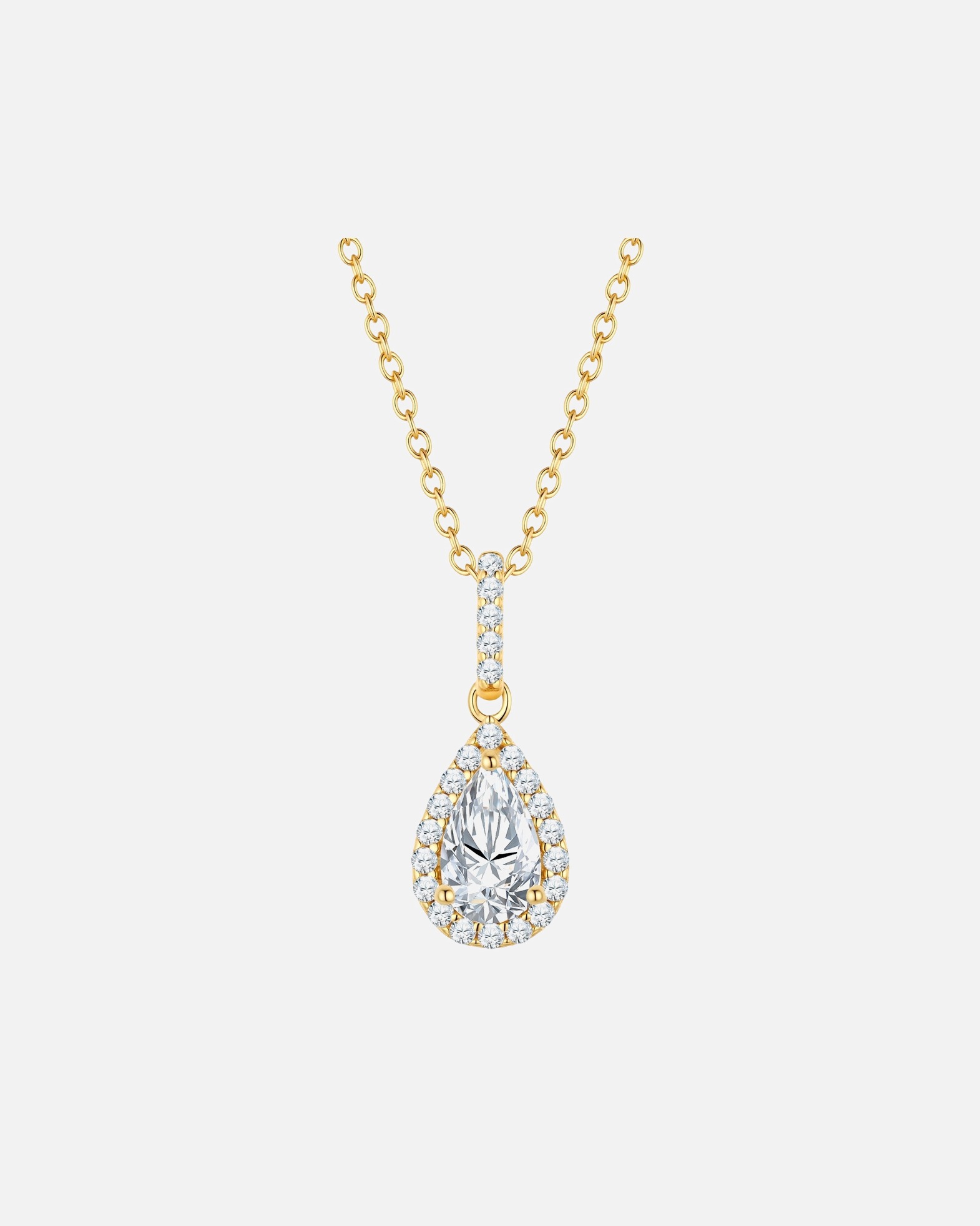 Halskette für Weiblich Kette mit Anhänger Sterling Silber gelbgold Zirkonia weiß 40,0 cm Basiskette + 5,0 cm Verlängerung