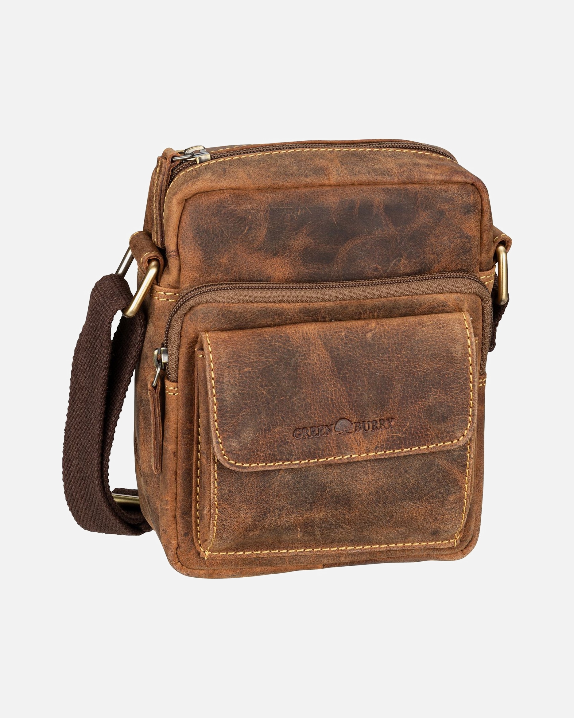 Umhängetasche für Unisex Greenburry Umhängetasche Vintage 1542 Travel Sattelbraun