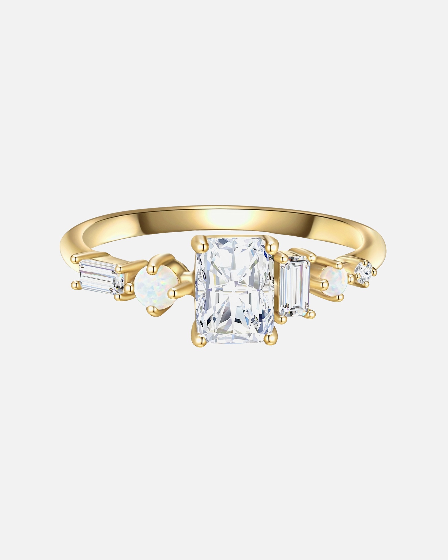 Ring für Weiblich Glanzstücke München Ring Sterling Silber gelbgold Opal (synth.) Zirkonia weiß 48