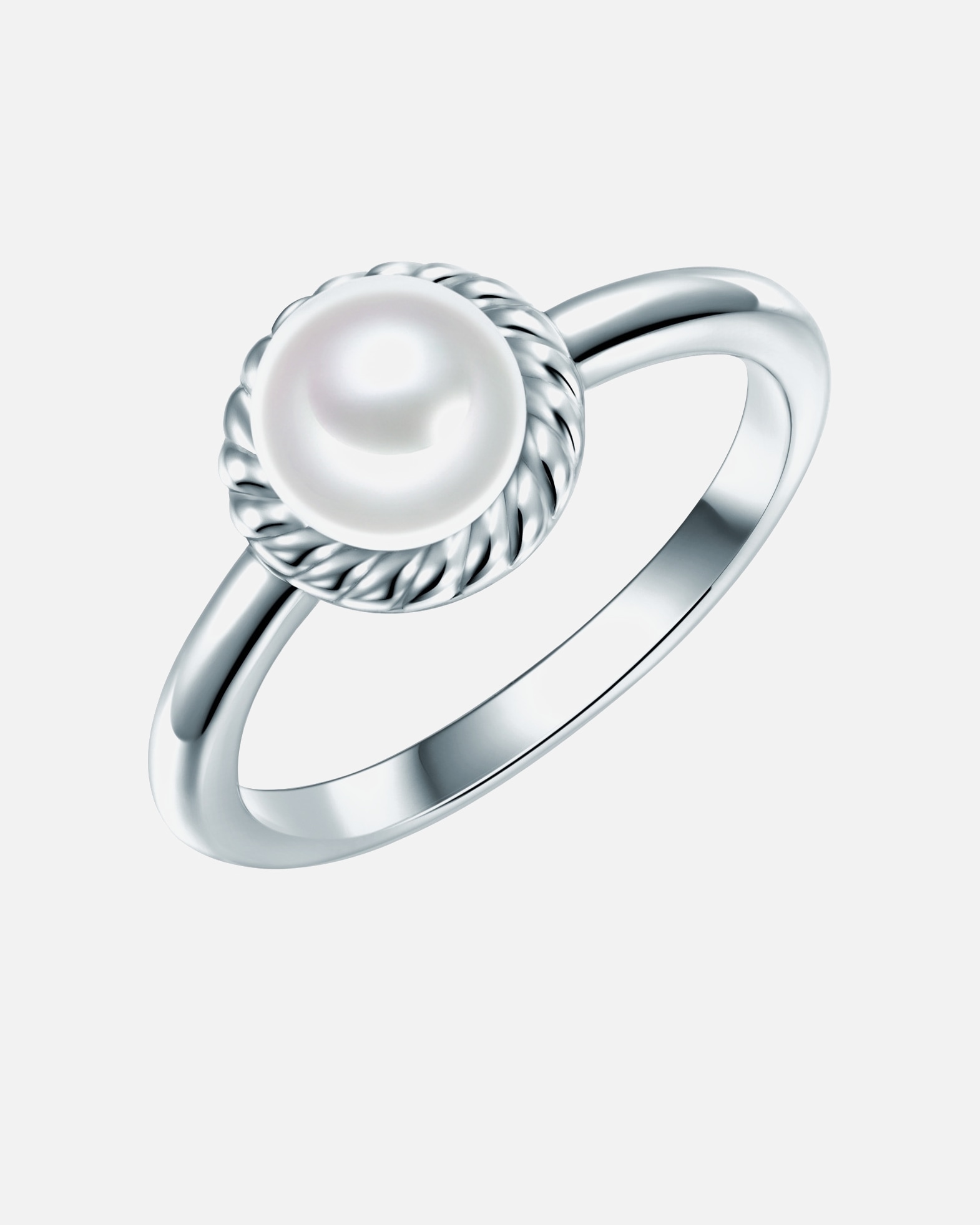Ring für Weiblich Valero Pearls Ring Sterling Silber Zirkonia Süßwasser-Zuchtperle in Silber 50
