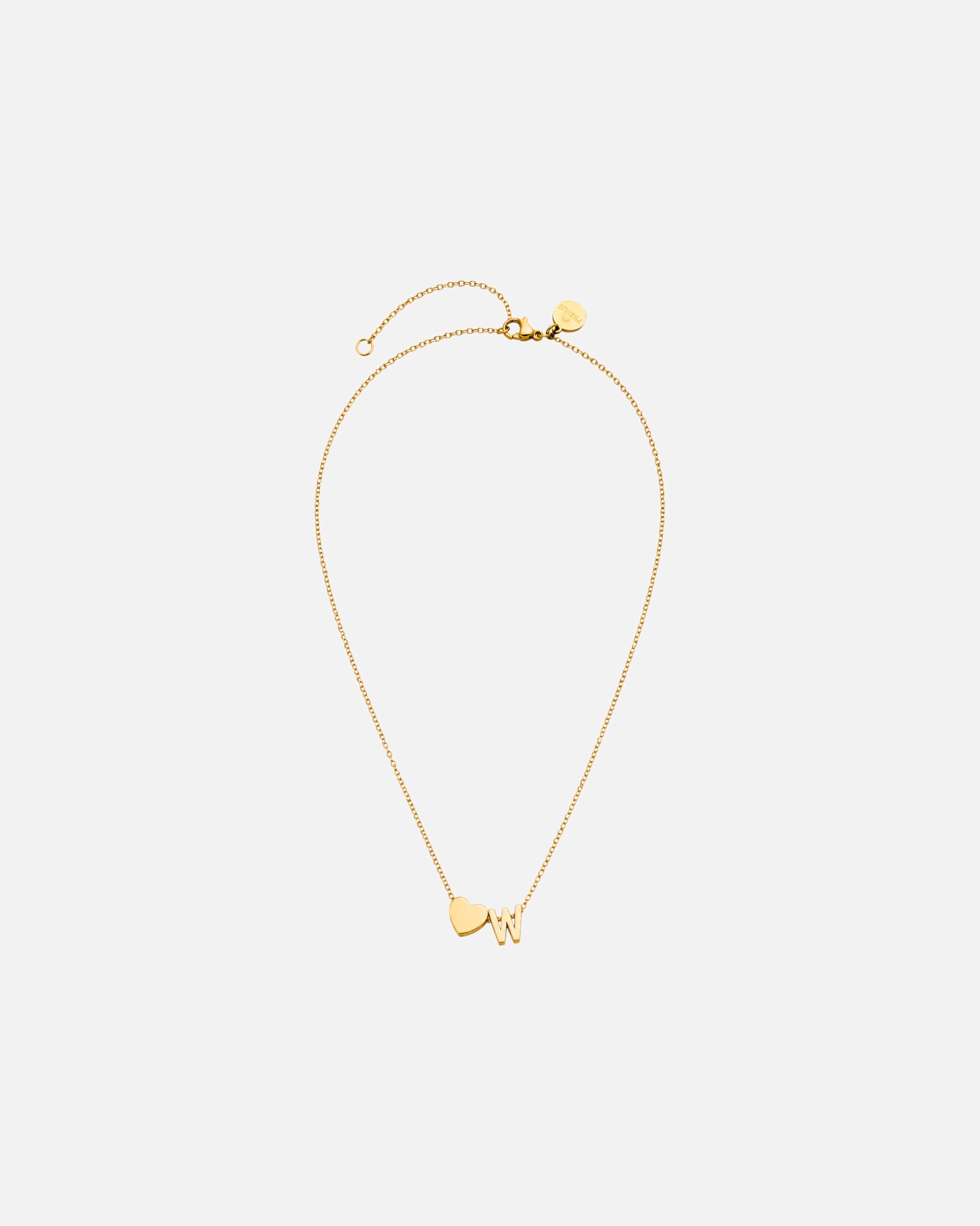 Halskette für Unisex Purelei Letter Heart W Kette 100% Edelstahl Gold