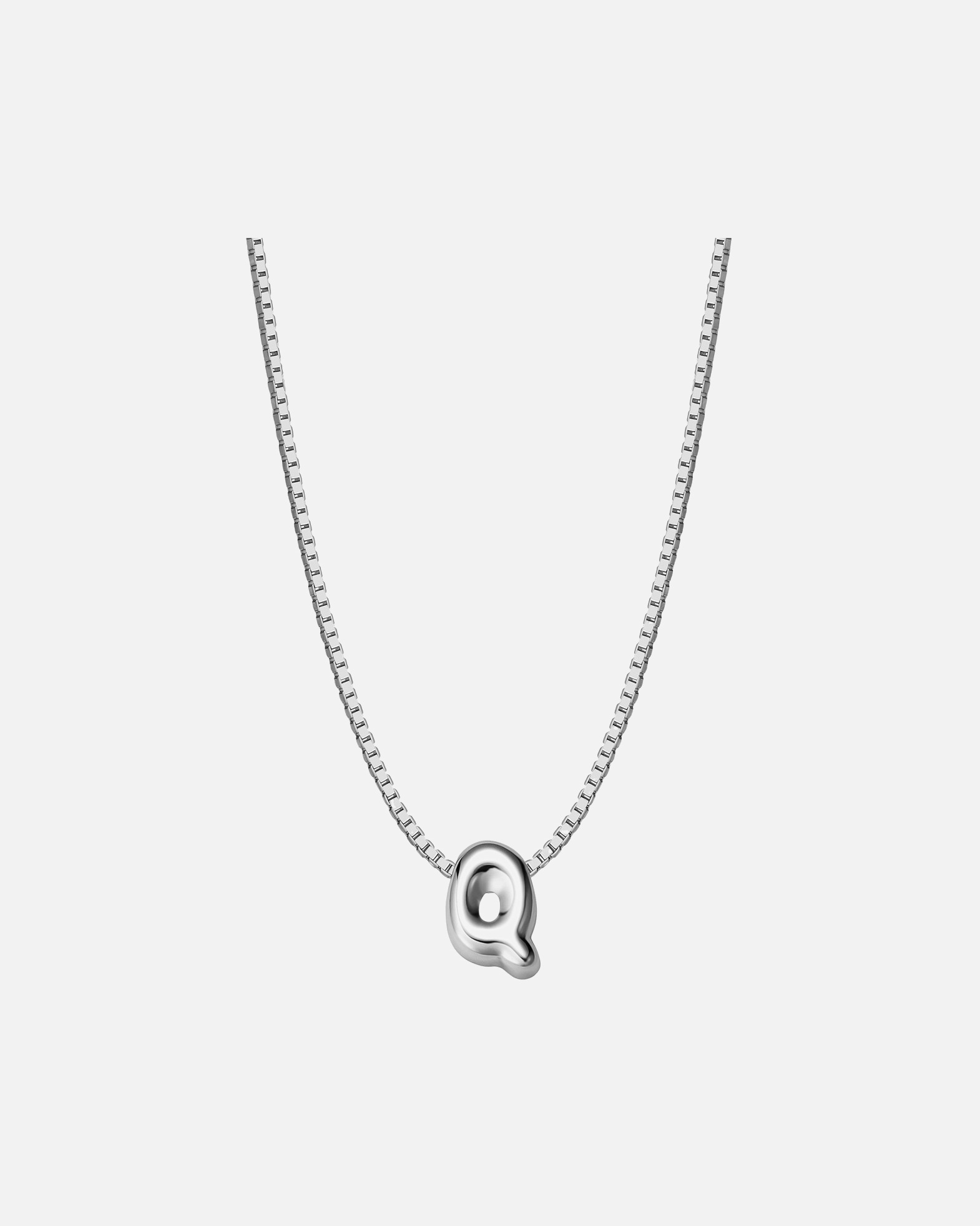 Halskette für Weiblich Halskette Buchstabe Q aus Sterling Silber in silber 40,0 cm Basiskette + 5,0 cm Verlängerung