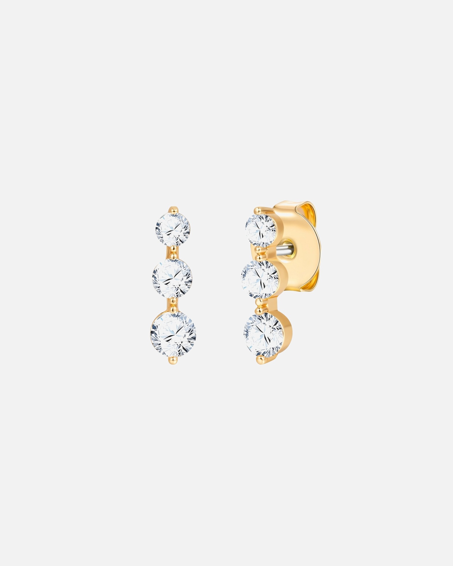 Ohrringe für Weiblich Lulu & Jane Ohrstecker aus Messing in Gelbgold mit Zirkonia 13,9 mm