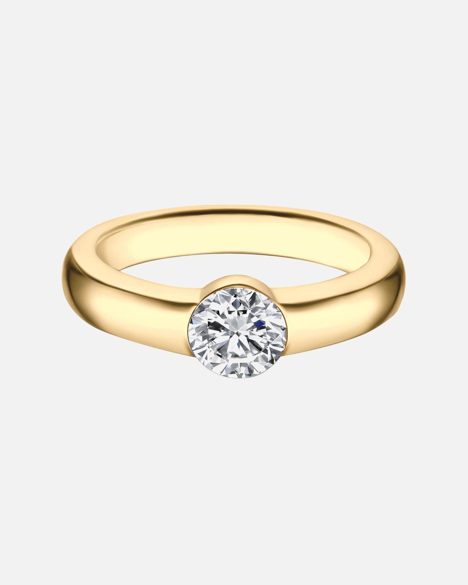 Ring für Weiblich Trilani Bandring aus Sterling Silber in Gelbgold mit Zirkonia 52