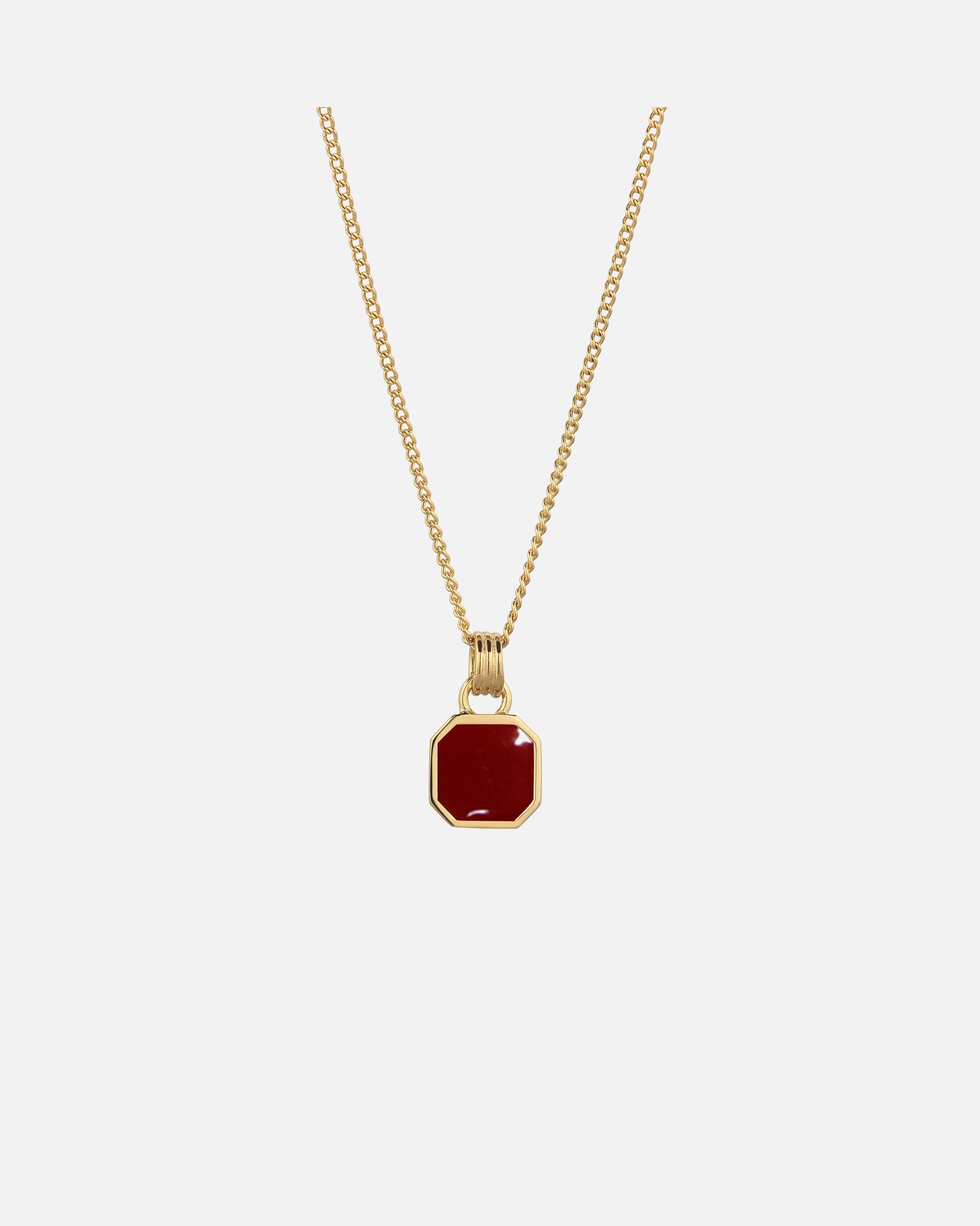 Halskette für Männlich KUZZOI Anhänger Emaille Rot 925 Sterling Silber goldfarben