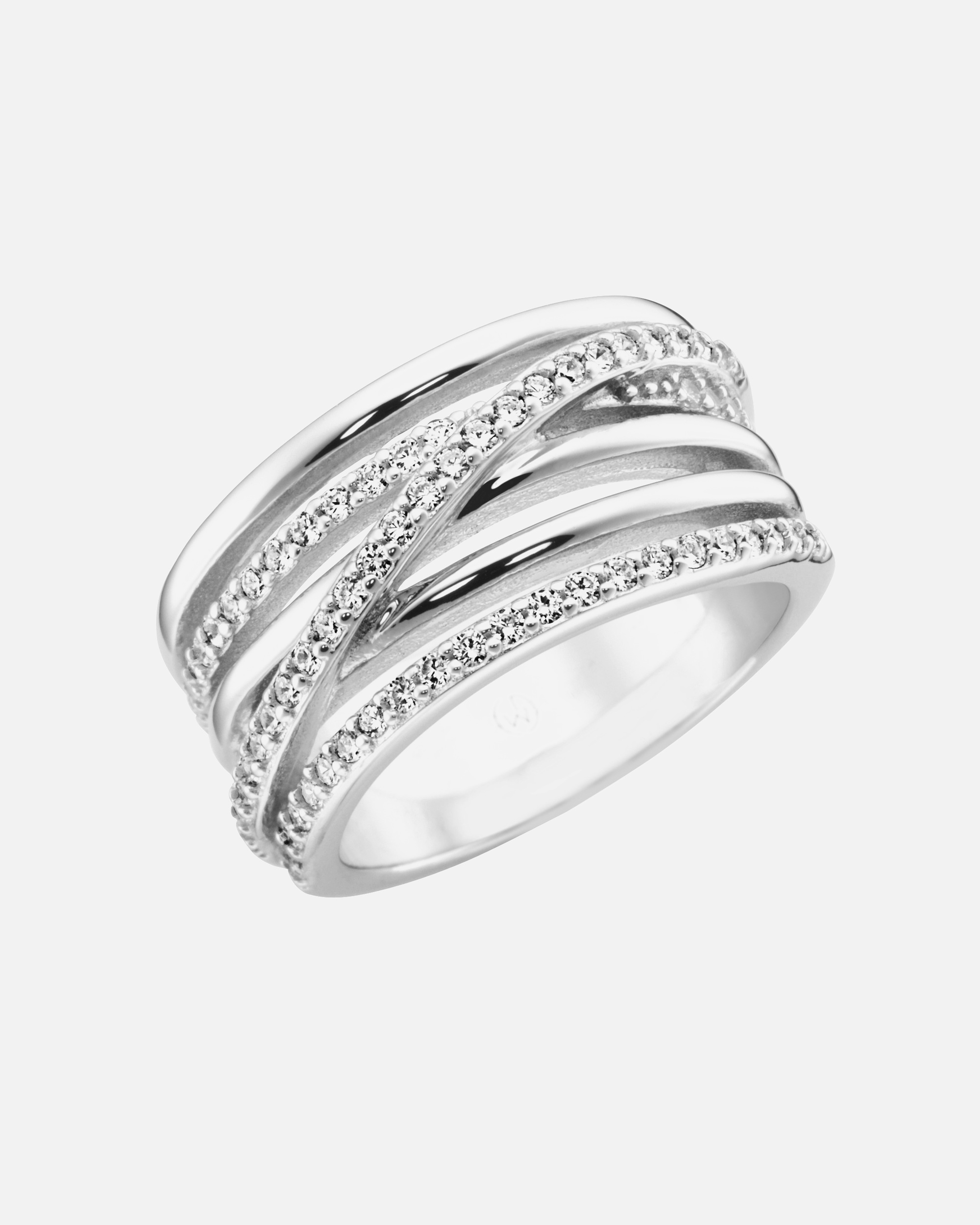 Ring für Weiblich Giorgio Martello Milano Ring 6-reihig mit Zirkonia, Silber 925 54