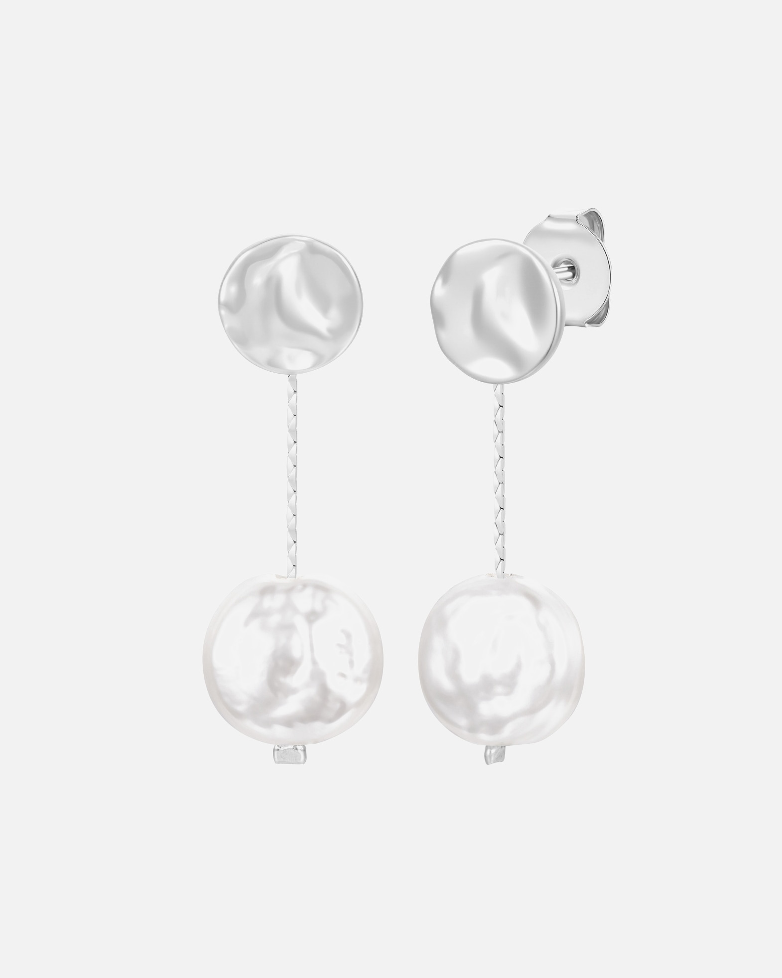 Ohrringe für Weiblich Lulu & Jane Perlen-Ohrhänger aus Metall-Legierung in silber mit Glasperle 41,1 mm