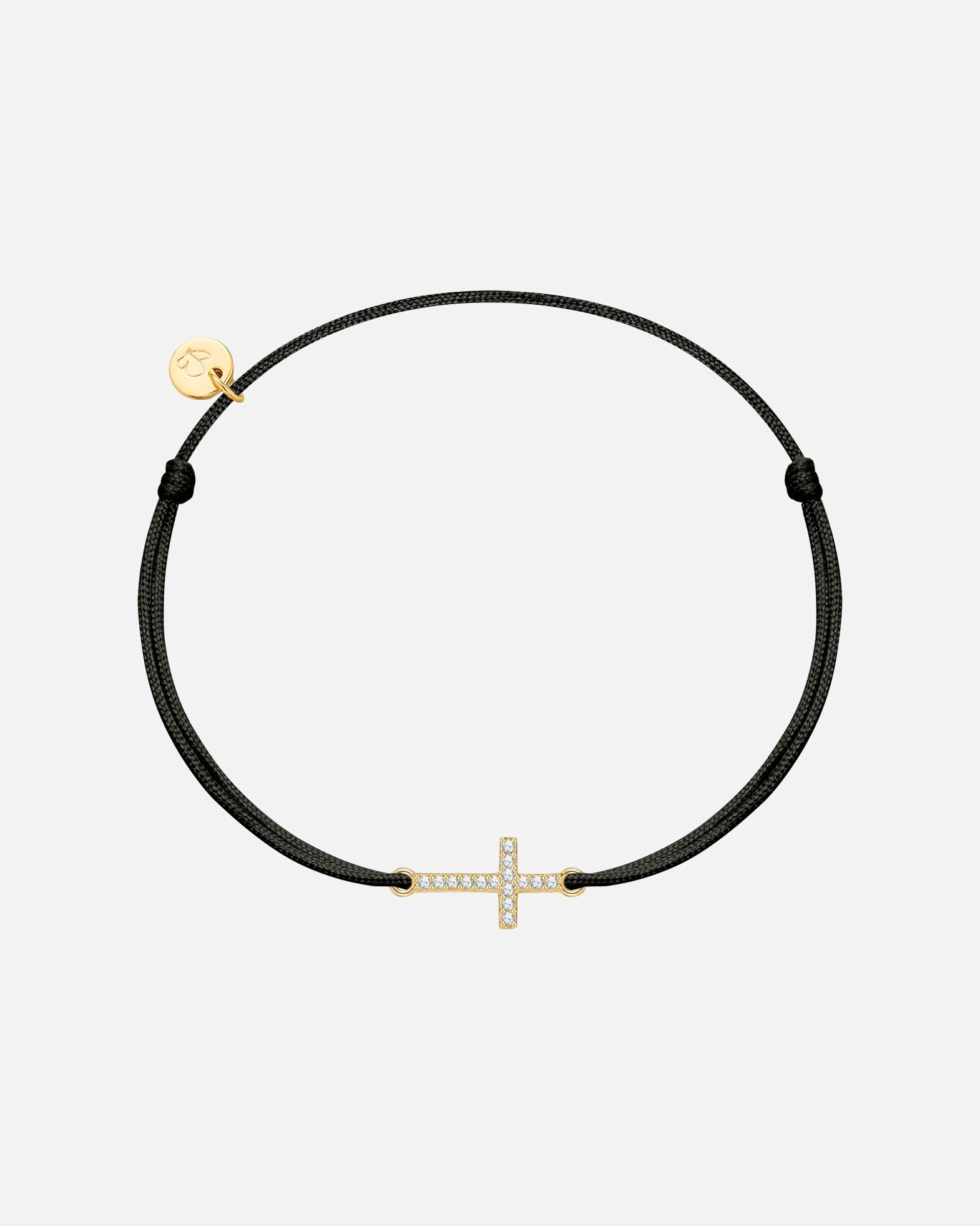 Armband für Weiblich Glanzstücke München Armband Kreuz aus Textil und Sterling Silber in Gelbgold mit Zirkonia 15,0 - 22,0 cm, flexibel einstellbar