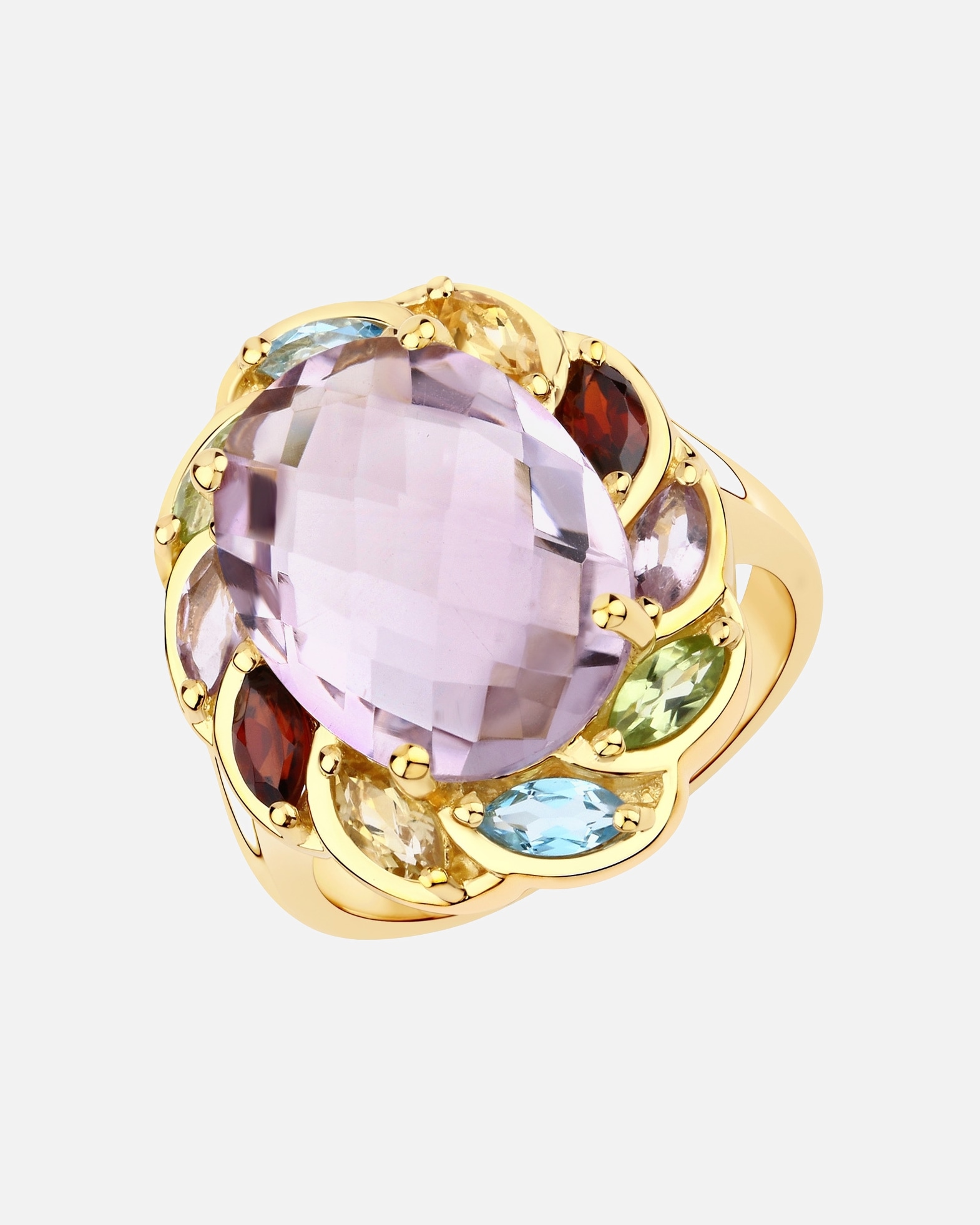 Ring für Weiblich Rafaela Donata Ring Sterling Silber Amethyst in Gelbgold 50