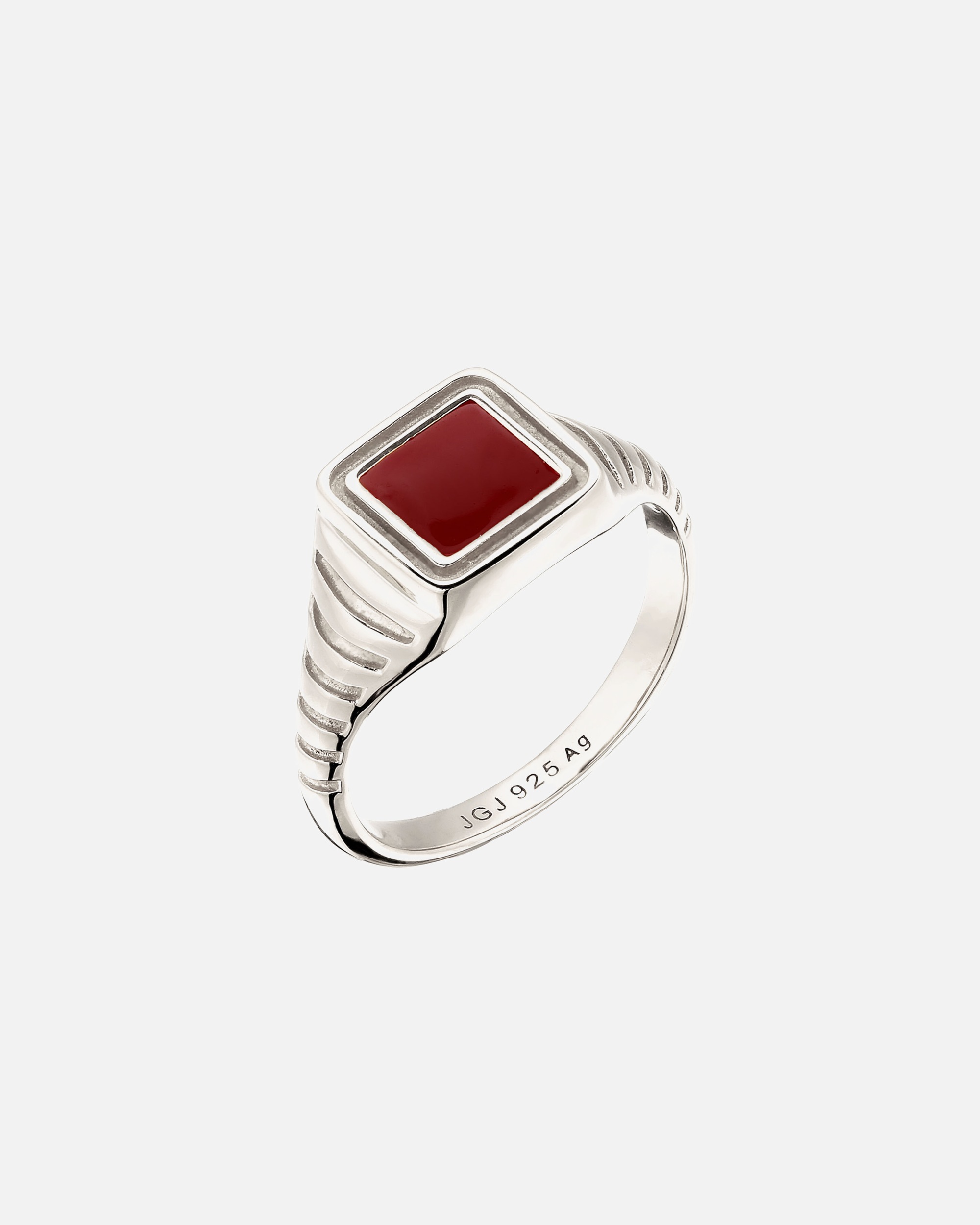Ring für Weiblich Elli Siegelring Emaille Dunkelrot 925 Sterling Silber 56