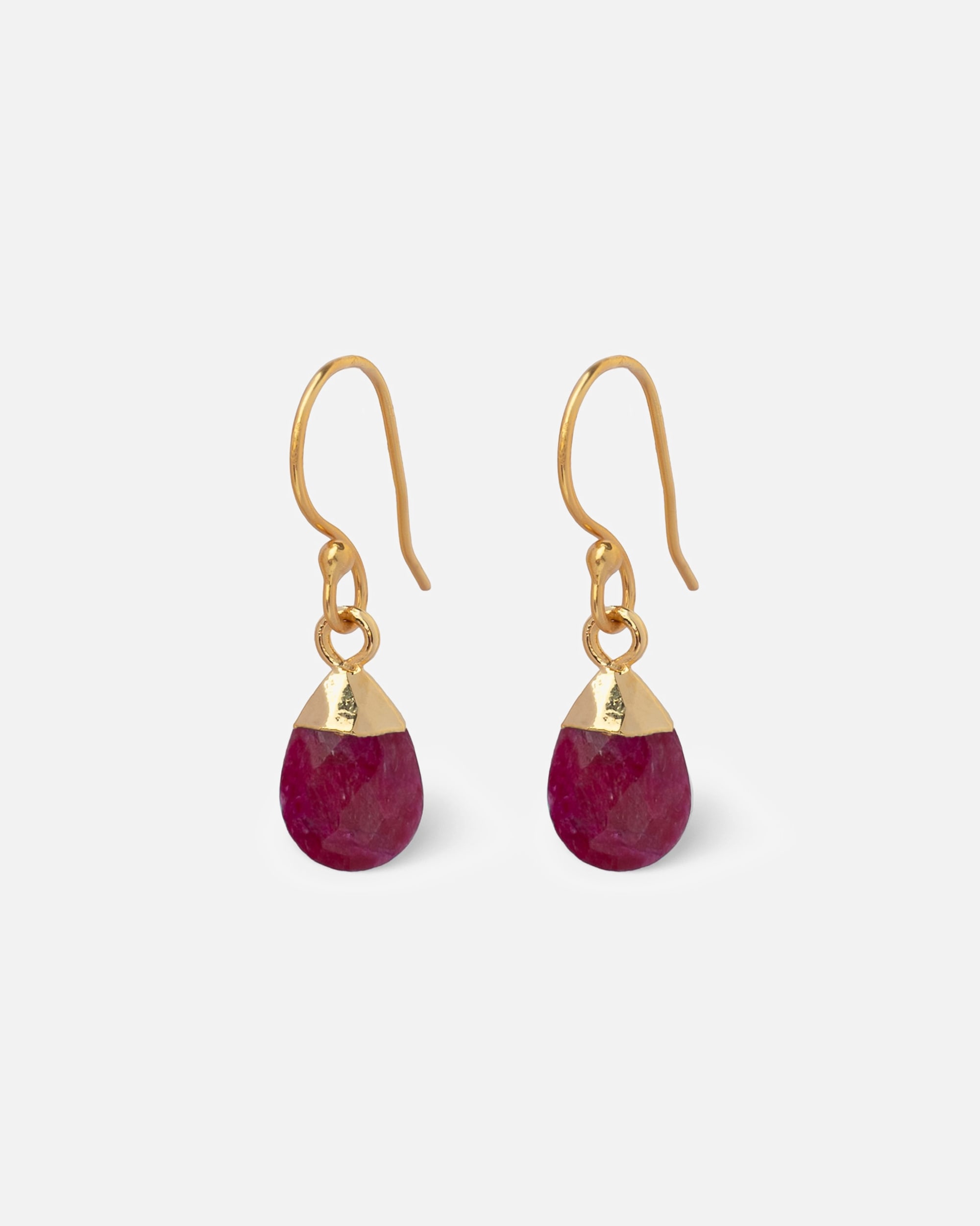 Ohrringe für Weiblich Fleur de Pres Default Brand Line Ohrhänger 925/- Sterling Silber Rubin rot gelb vergoldet