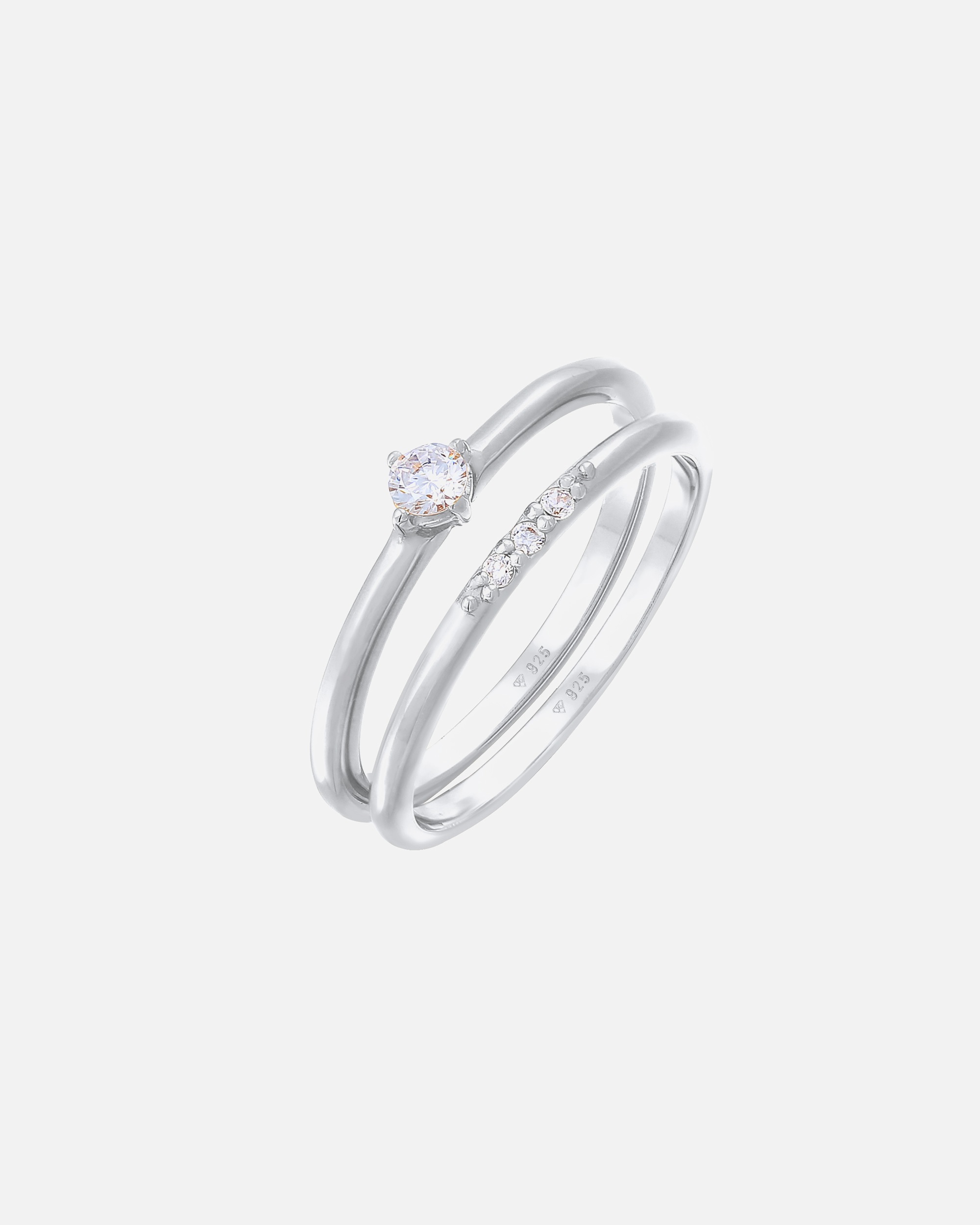 Ring für Weiblich Elli Zirkonia Solitär Trend Set 925 Silber 50