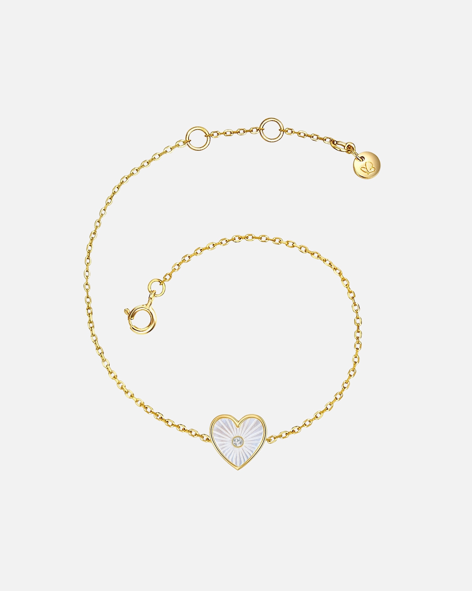 Armband für Weiblich Glanzstücke München Armband Herz Sterling Silber Zirkonia Perlmutt in Gelbgold 1 Stück
