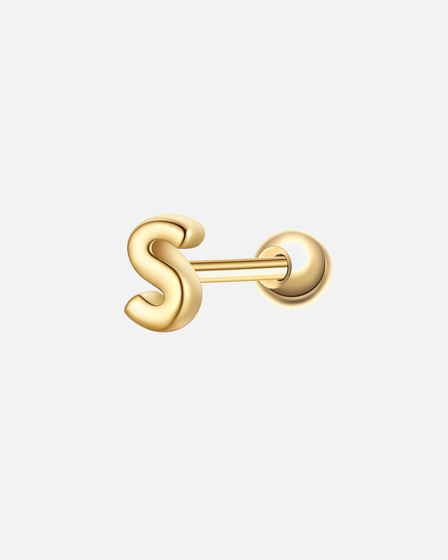 Ohrringe für Weiblich Piercing Buchstabe S aus Sterling Silber in gelbgold 4,1 mm