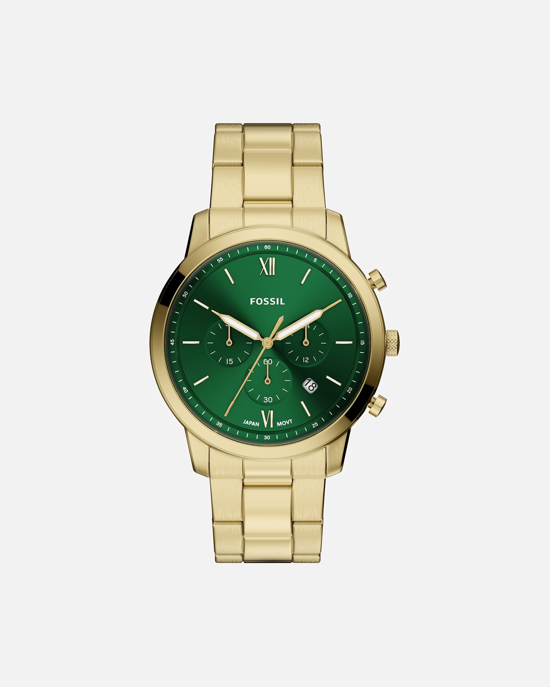 Uhr für Männlich Fossil Chronograph Edelstahl gold, grün