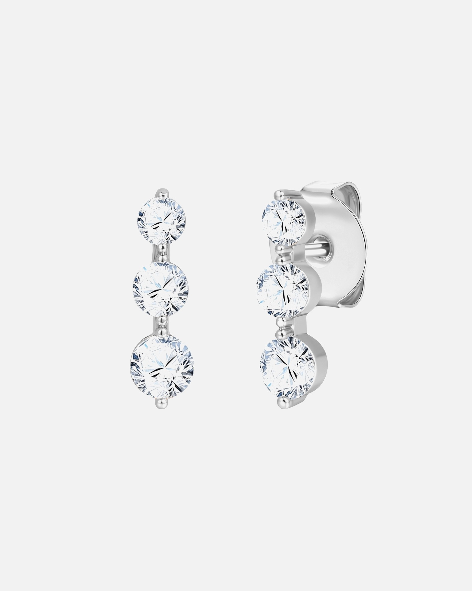 Ohrringe für Weiblich Lulu & Jane Ohrstecker aus Messing in Silber mit Zirkonia 13,9 mm