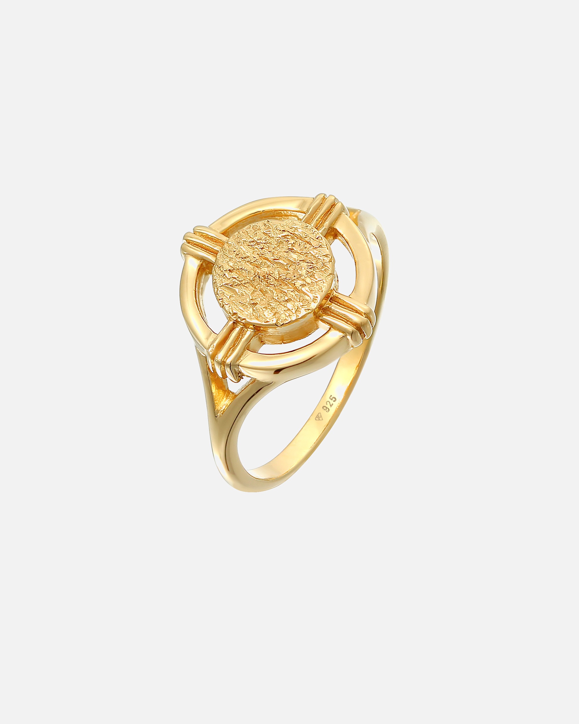 Ring für Weiblich Elli Coin Rund Kreis Organic Retro Look 925 Silber 56