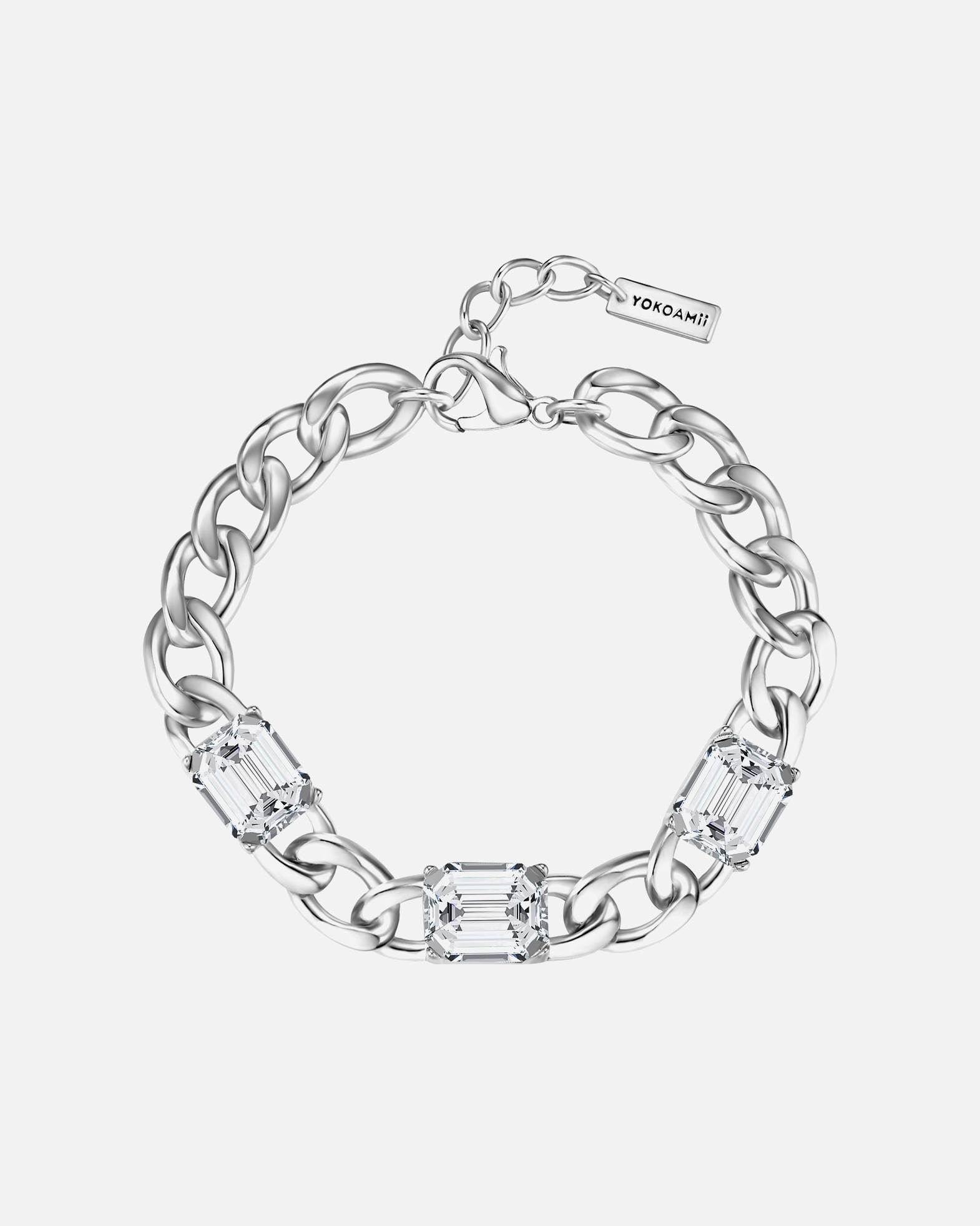 Armband für Weiblich Yokoamii Armband aus Messing in Silber mit Glas 1 Stück